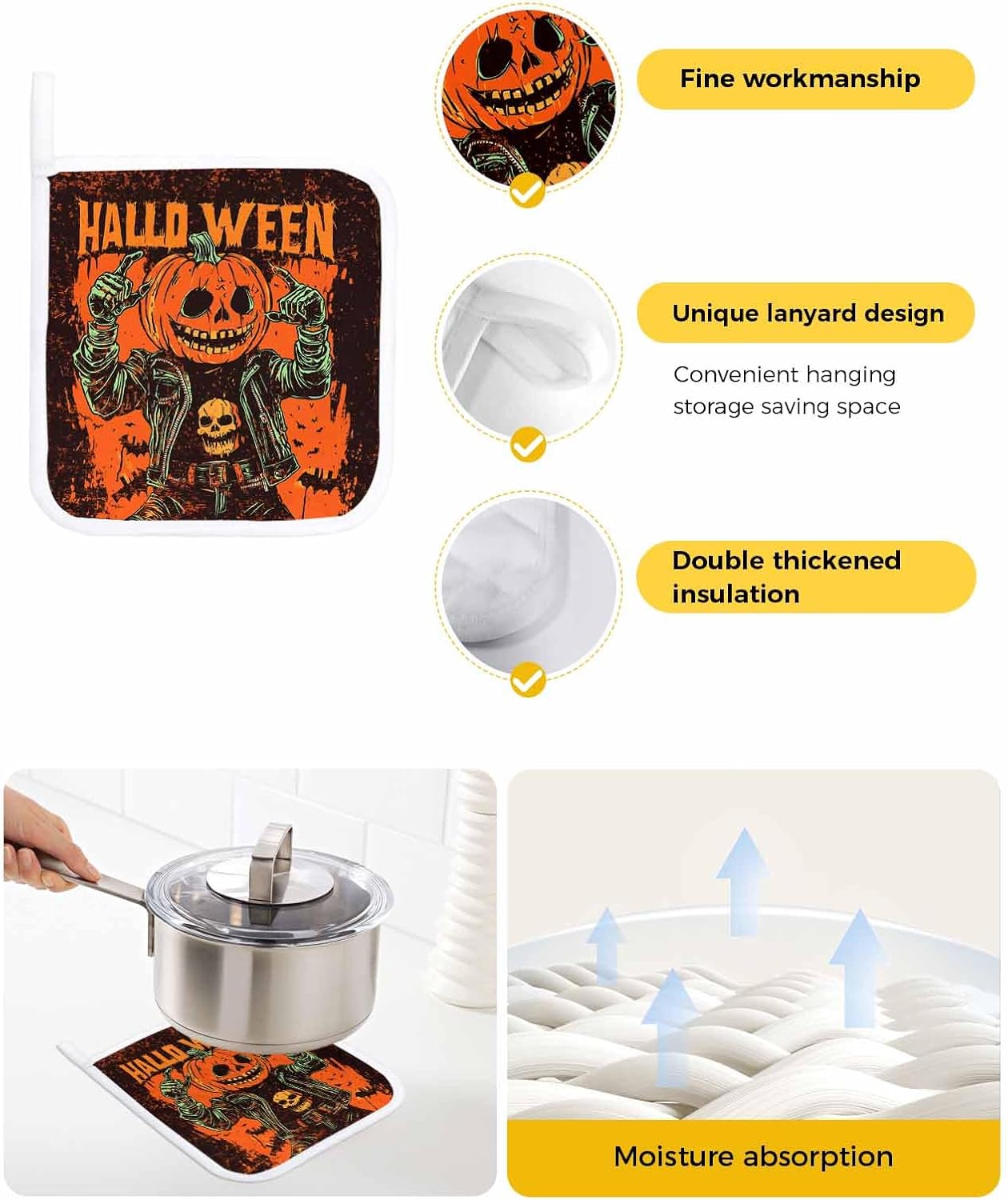 Boanket Halloween Pot Holders 5 Pack