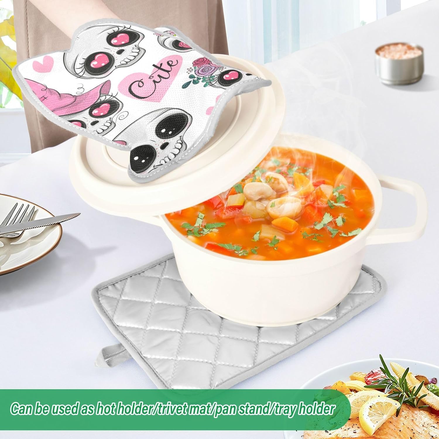 Halloween Spooky 2 Piece Pot Holder Set Perfect for Cooking Halloween