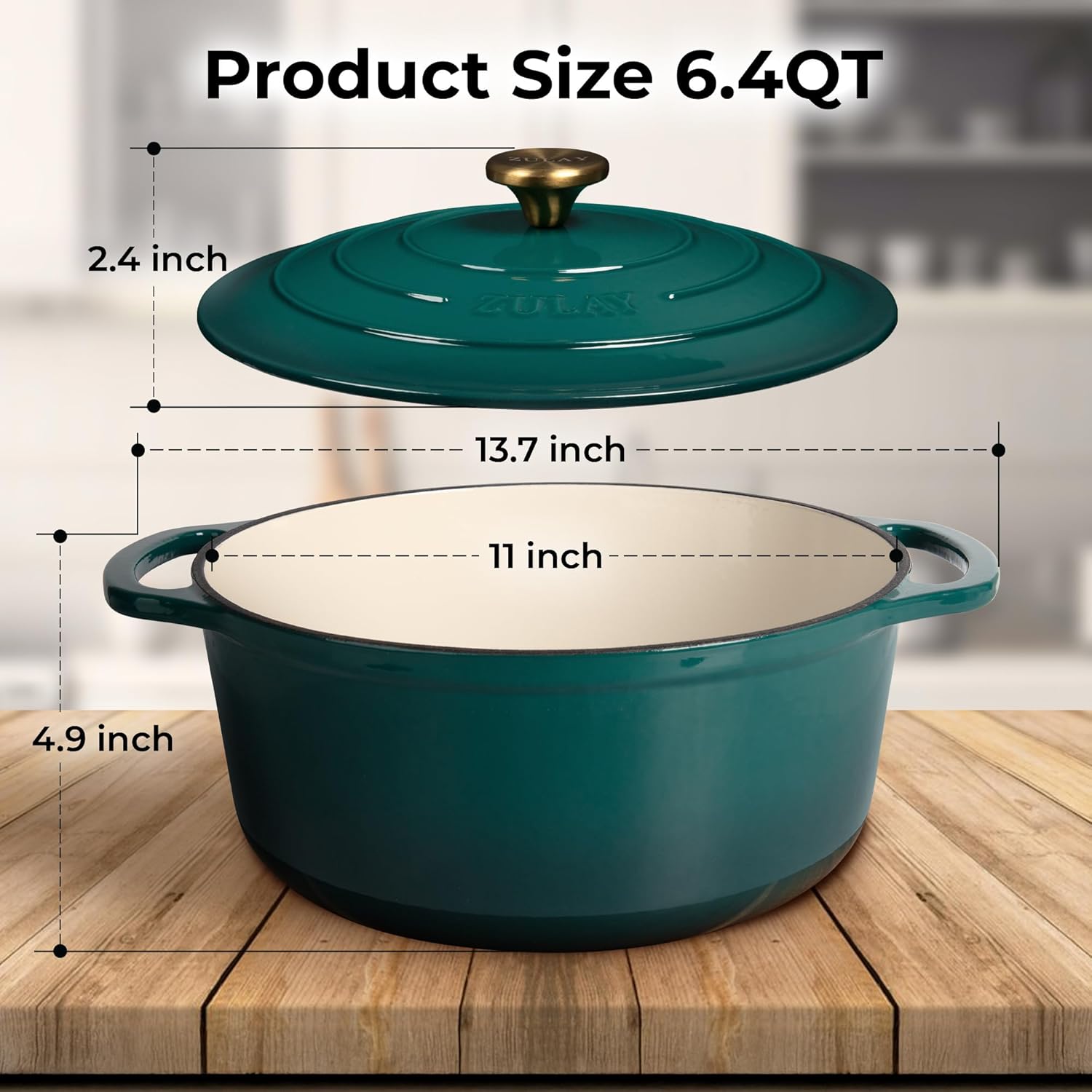 Zulay Kitchen 6 Quart Enameled Cast Iron Dutch Oven Premium Oven-Safe Perfect for Baking More