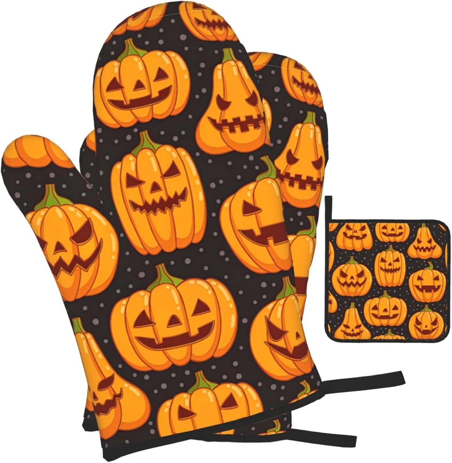 XULLZH Halloween Pumpkin Patterns Oven Mitts Set