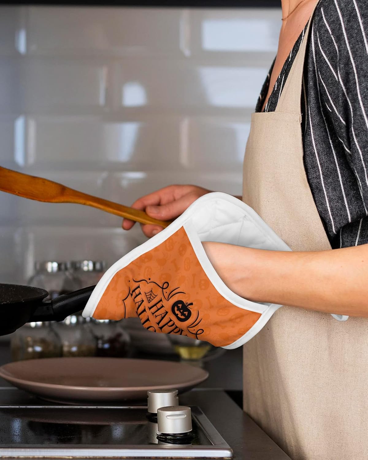 Hilarious Halloween Orange Pot Holders Set
