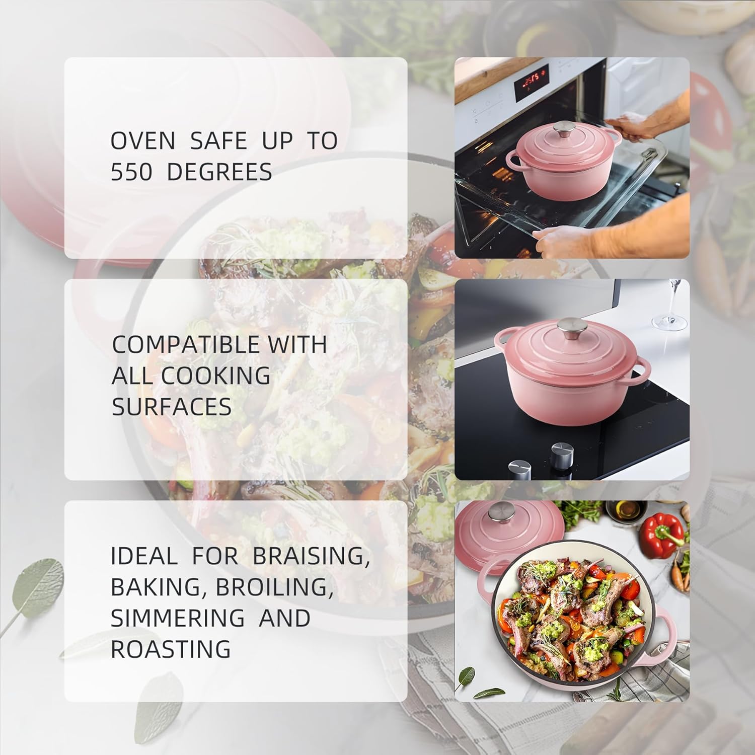 3 QT Enameled Cast Iron Dutch Oven