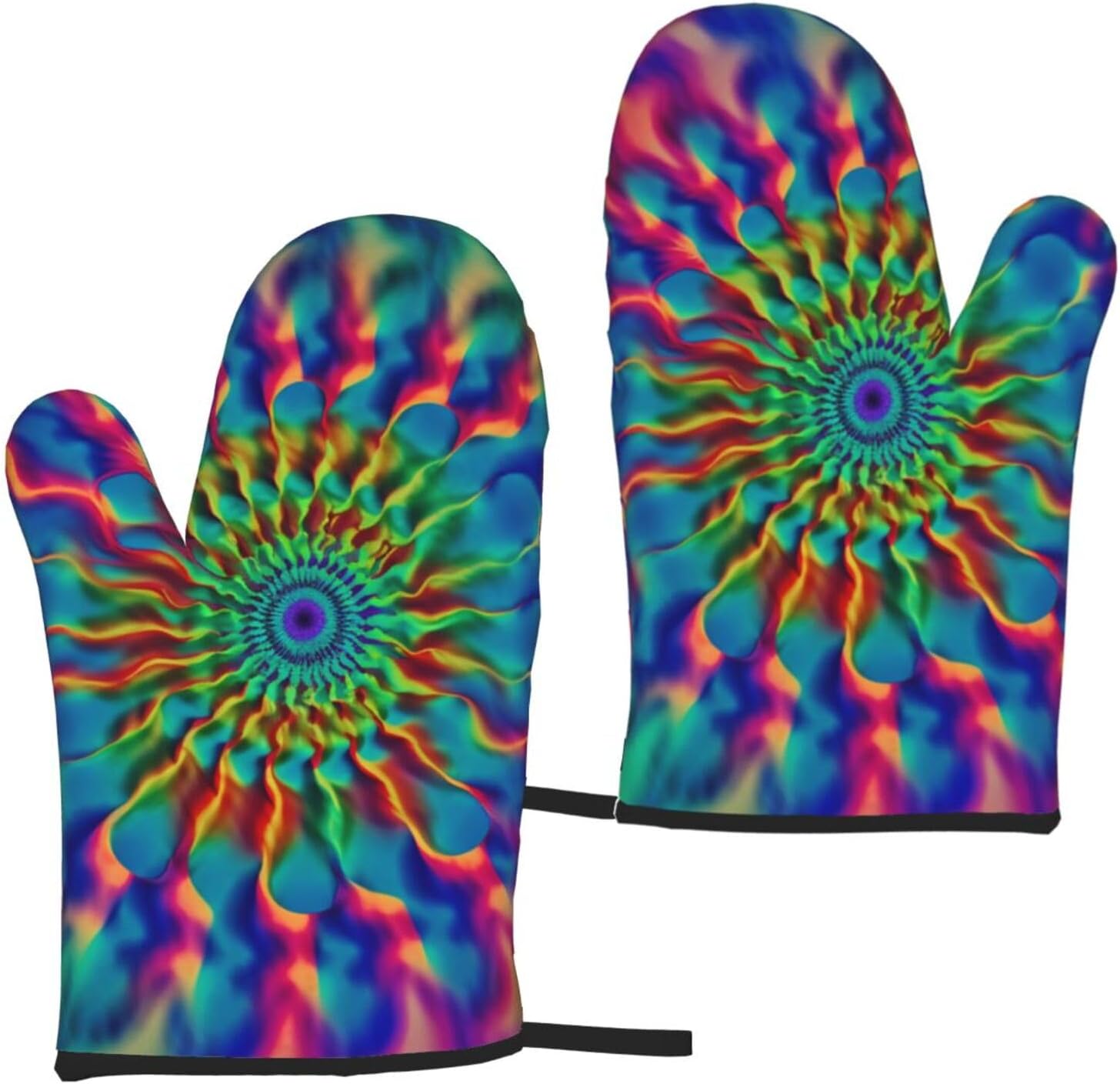 Oven Mitts Pair Tie-Dye Heat Resistant Quilted Cooking Gloves