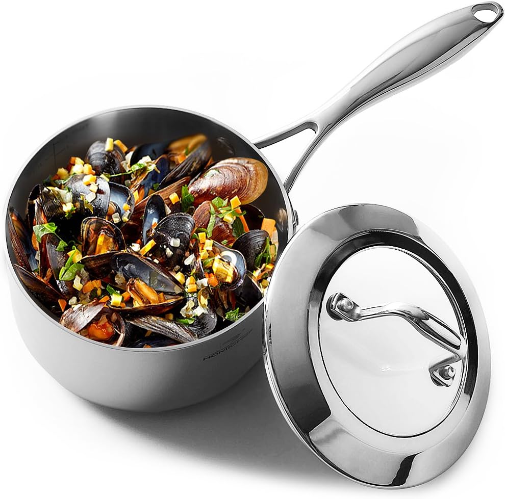 HOMICHEF Mirror-Polished Stainless Steel Saucepan