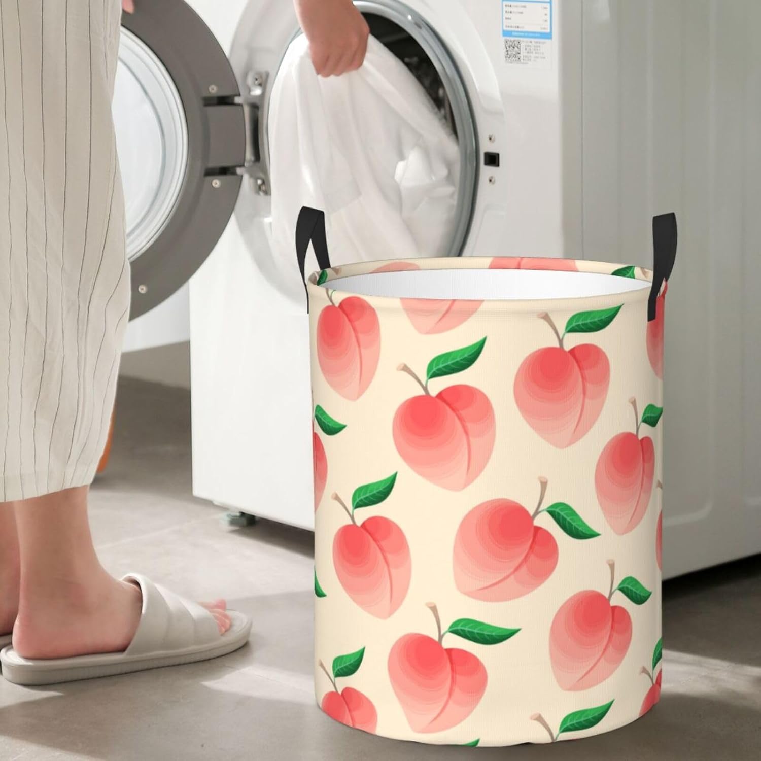 Peach Laundry Hamper Foldable Basket