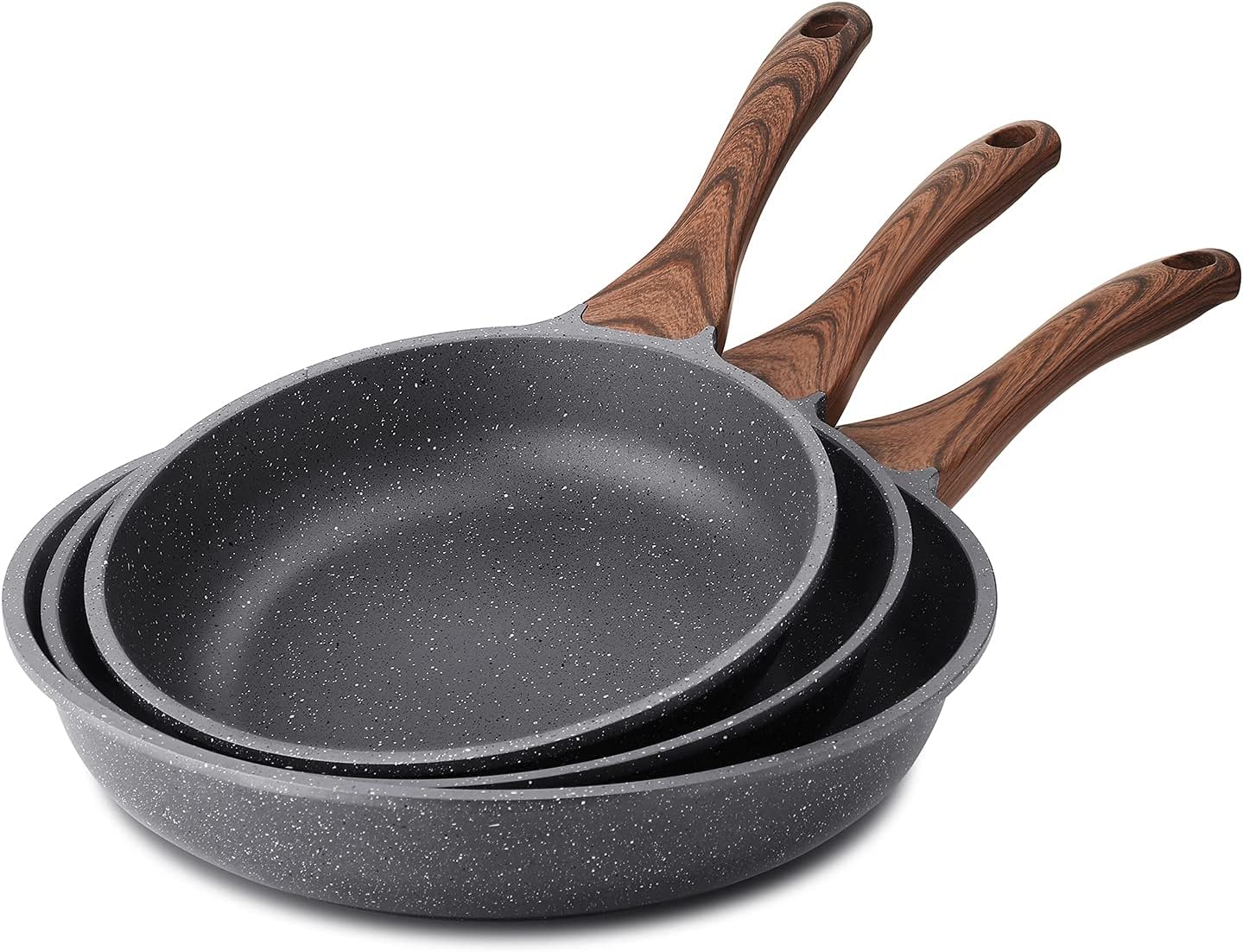 Safe Nonstick Granite Frying Pans Set