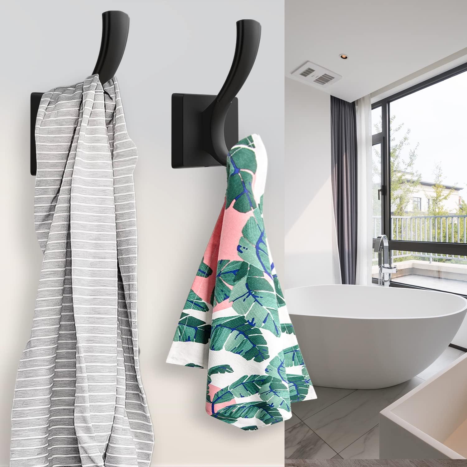 Welcome toTOFIIGREM - Heavy Duty Black Towel Hook for Bathroom Coats Key Hangers