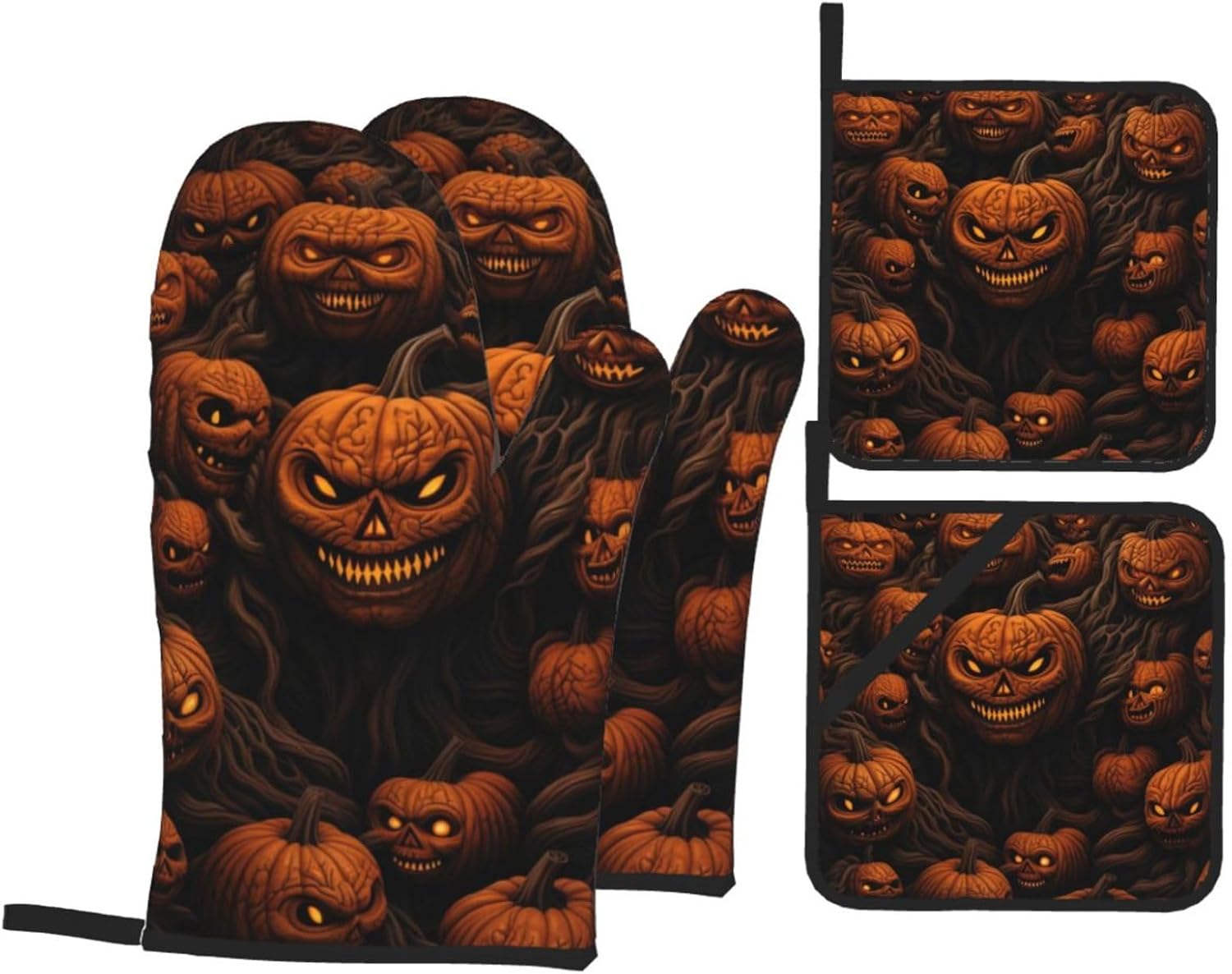 Pumpkin Oven Mitts Pot Holders Set of 4 Heat-Resistant Cooking Tools