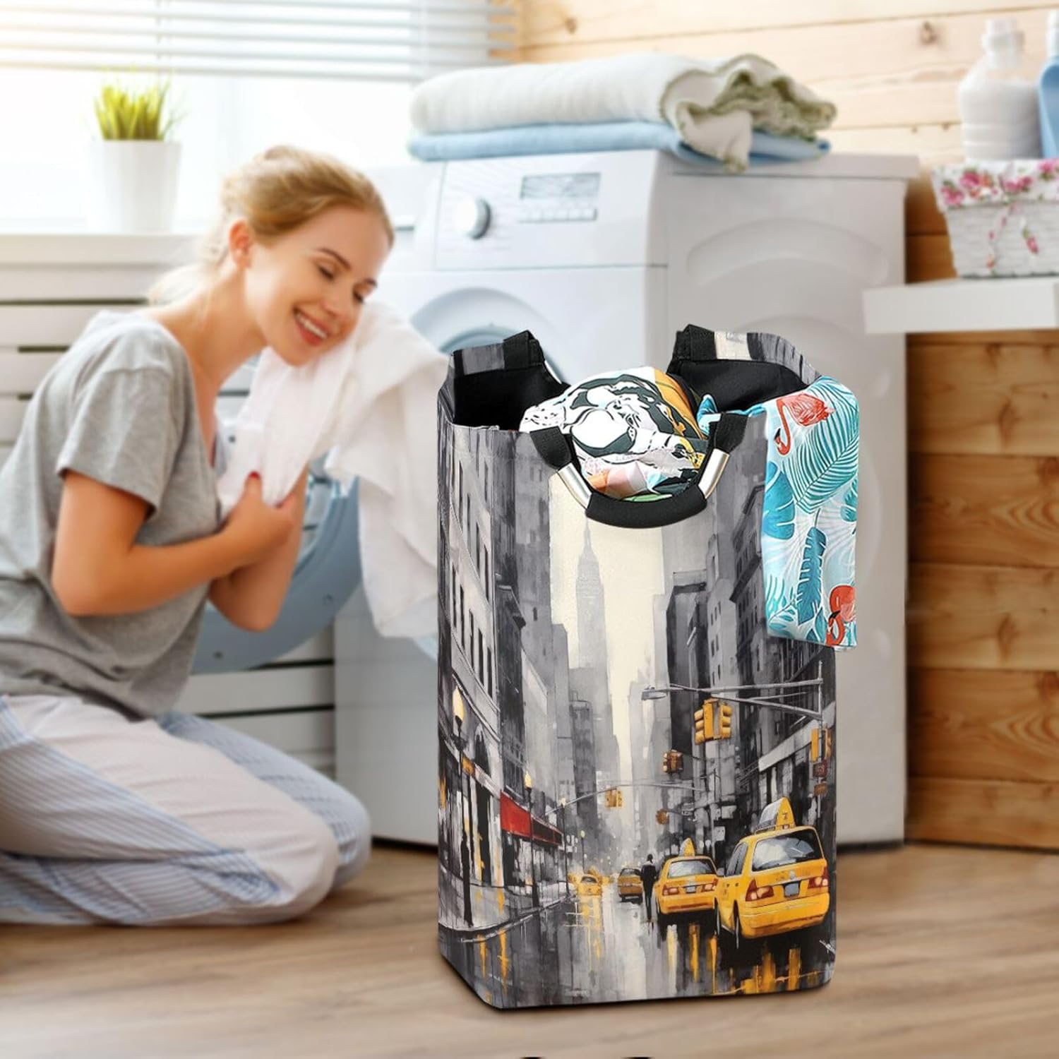 Kigai Collapsible Laundry Basket with Handles - Durable Waterproof Organizer