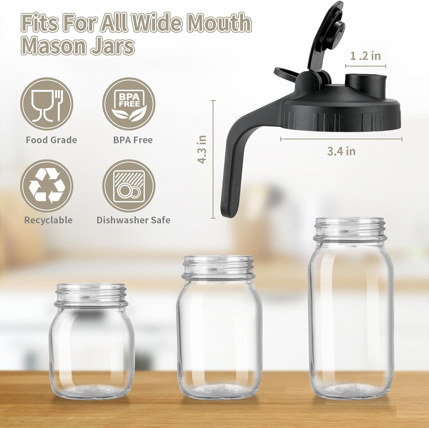 Wide Mouth Mason Jar Lids with Handle