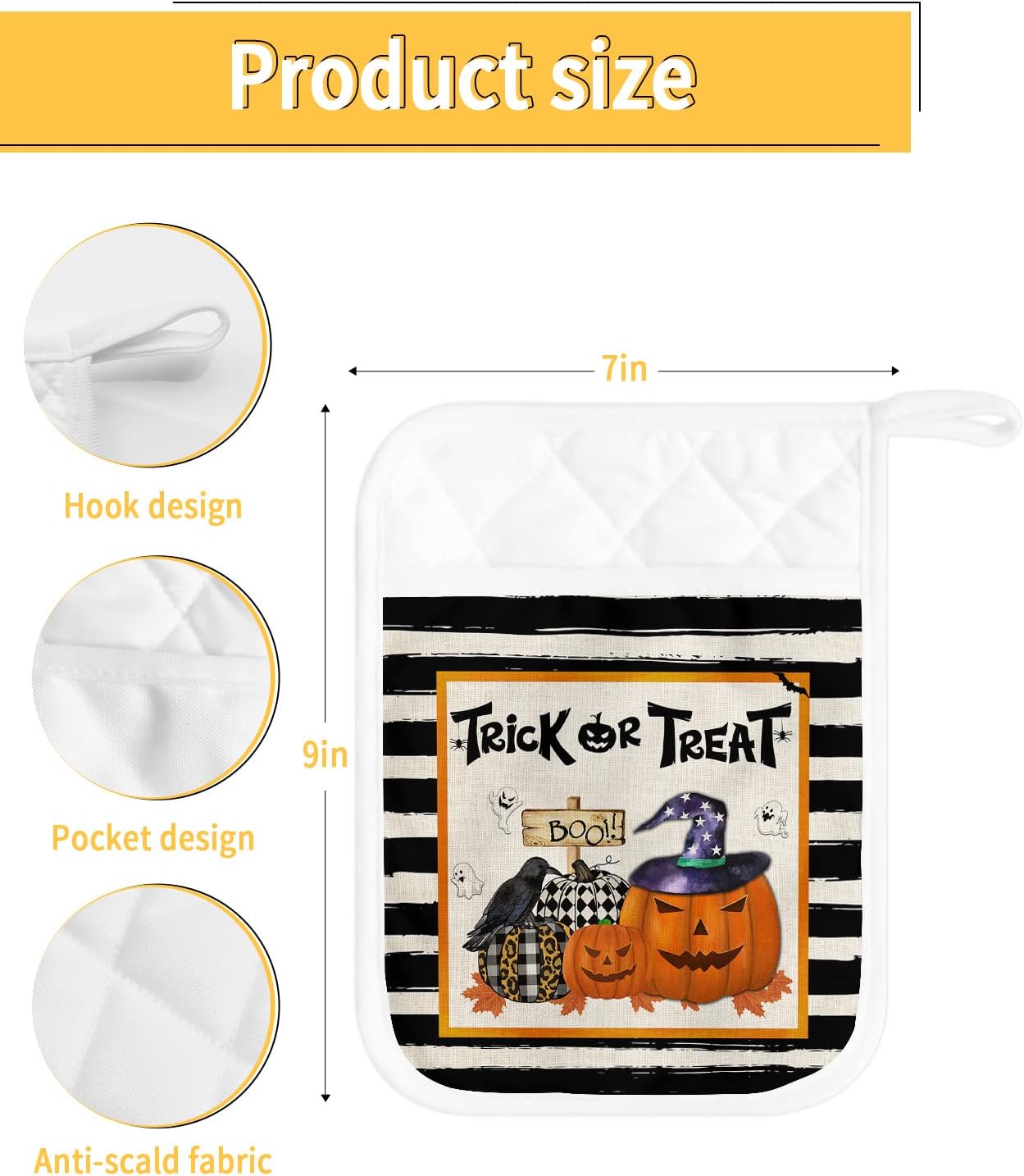 Halloween Spooky 5-Pack Pot Holder Set