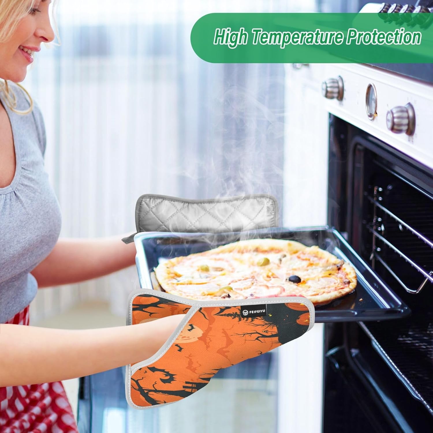 KLUVIO Halloween-Style Heat-Resistant Potholders Set of 2
