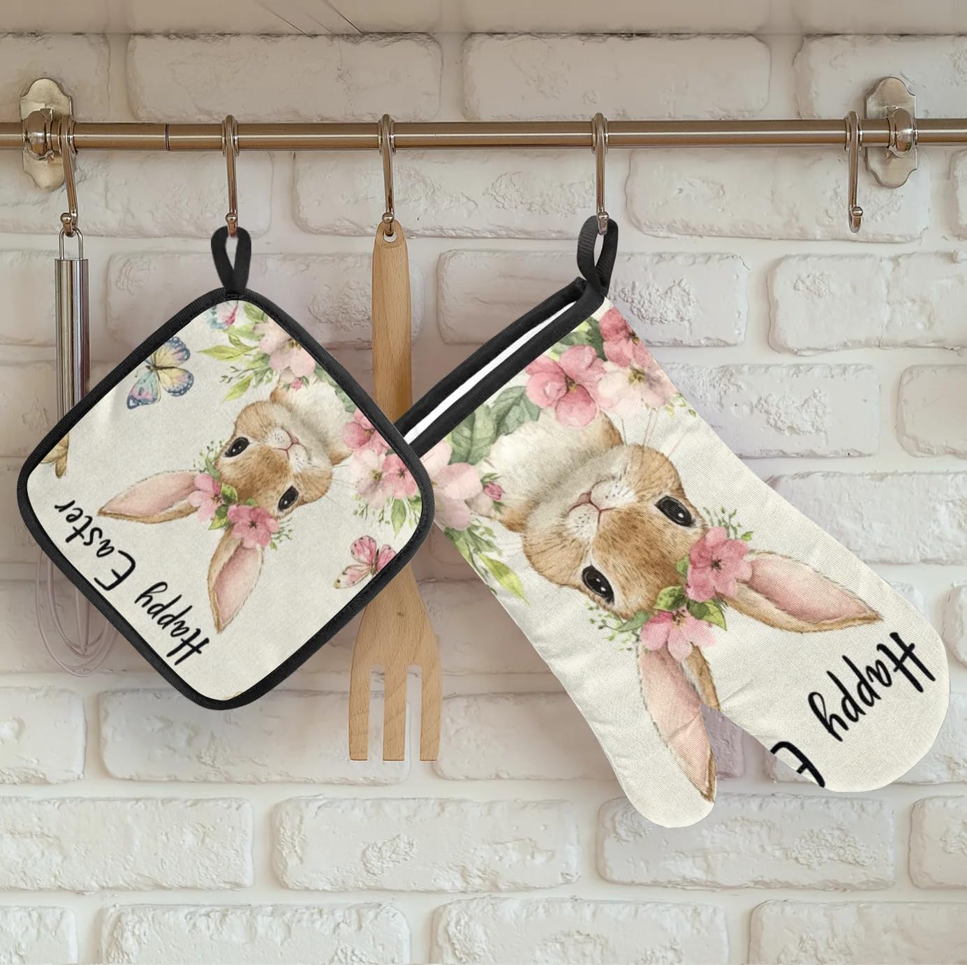 Easter Butterfly Oven Mitts and Pot Holders Set of 2 1