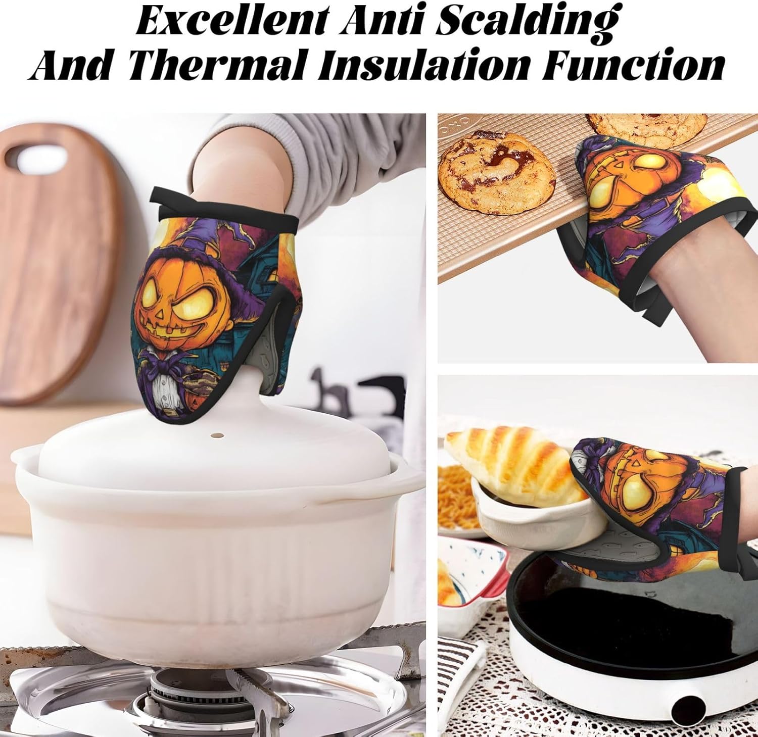 Slim Halloween pumpkin oven mitts