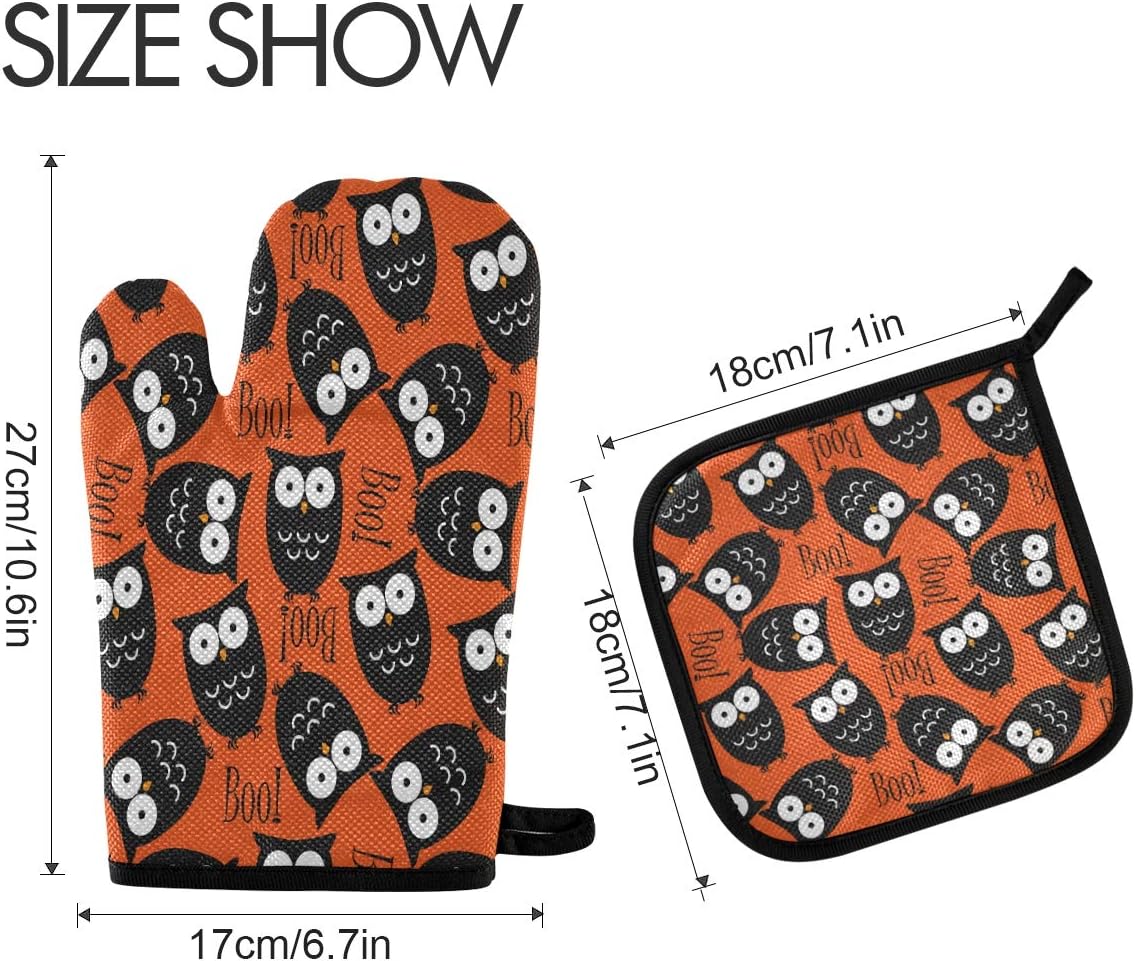 Oven Mitts Pot Holders Set Spooky Halloween trick or treat gift