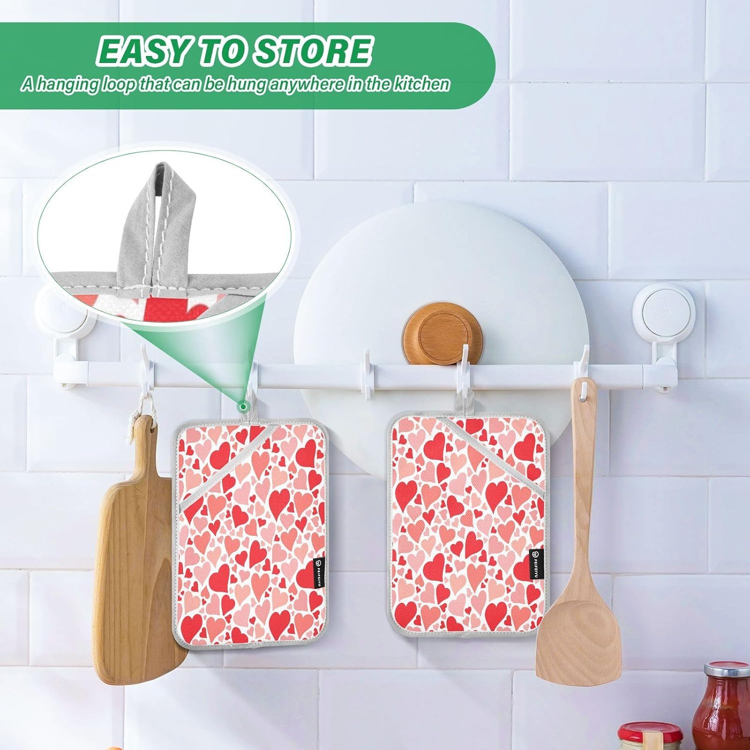 Kcldeci Colorful Hearts Oven Mitts 2-Pack