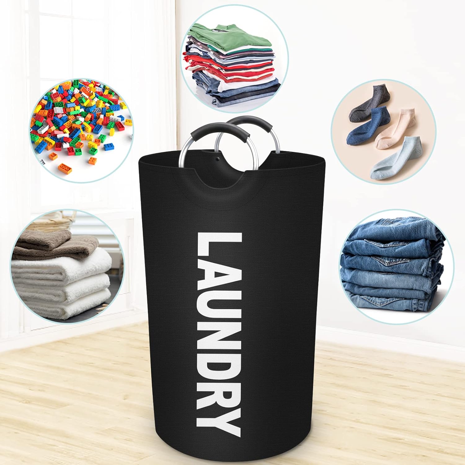 StorageRight 90L Large Laundry Basker Collapsible Waterproof Organize Your Laundry Efficiently