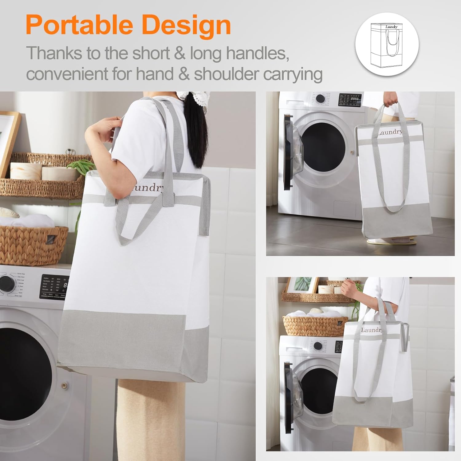 Two-Piece Collapsible Laundry Hamper for Bathroom Storage