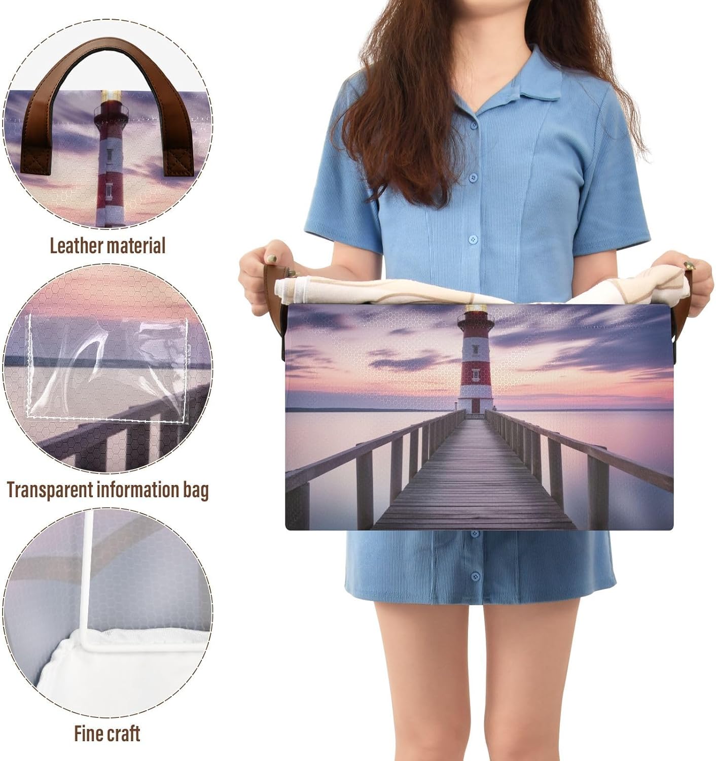 YETTASBIN Lighthouse Storage Basket 32L Waterproof with Handle