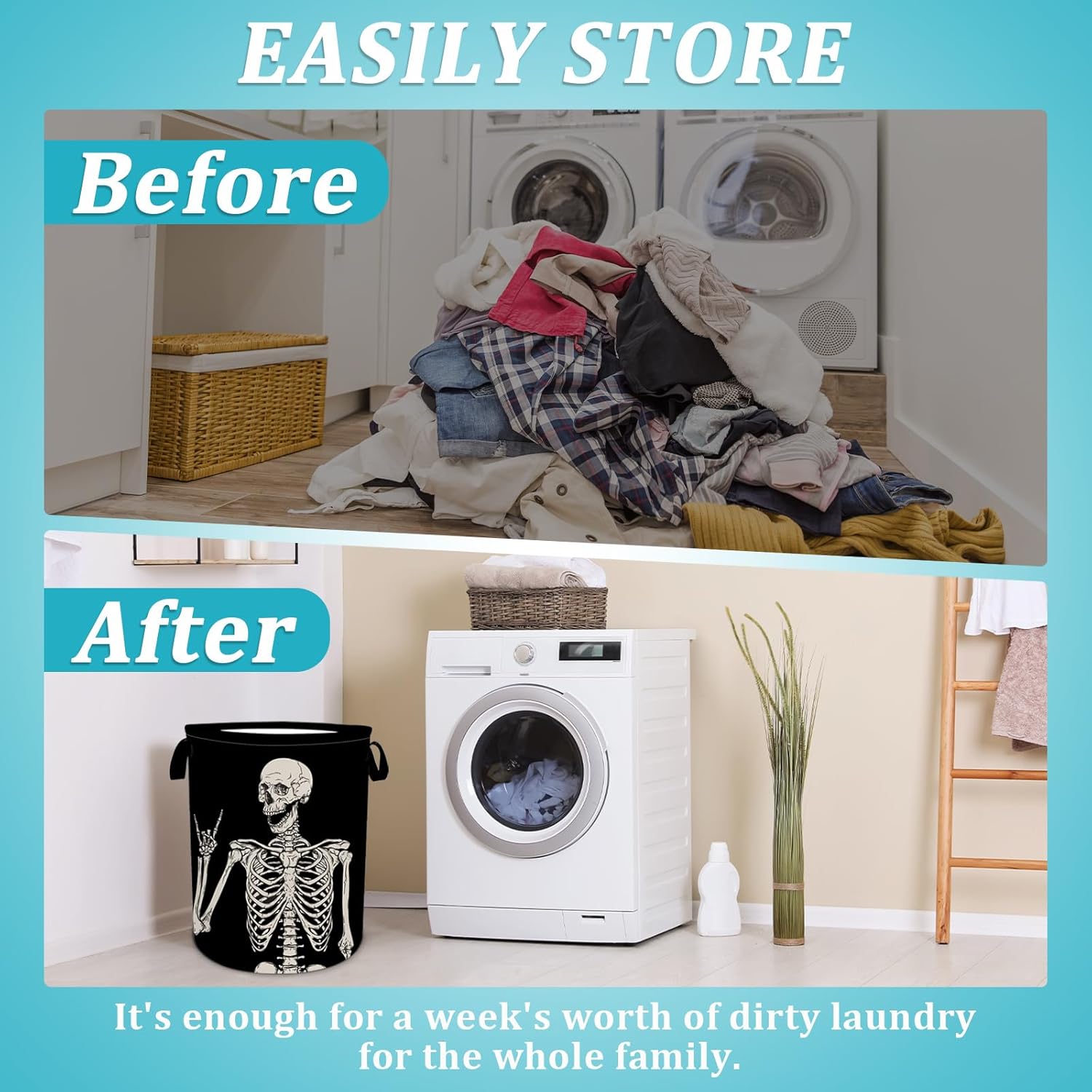 Funny Skull Laundry Hamper