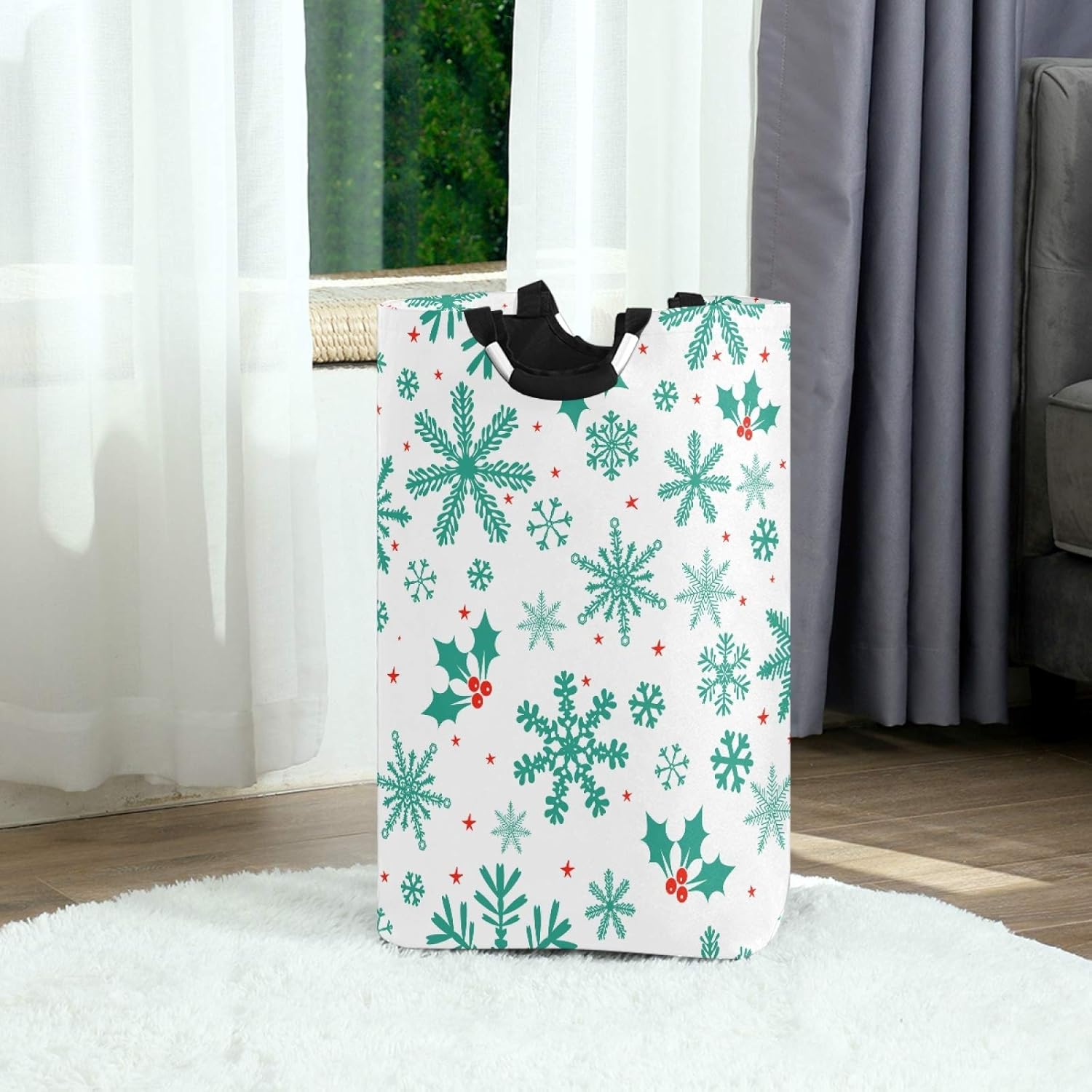 Luxury Winter Christmas Snowflakes Laundry Hamper