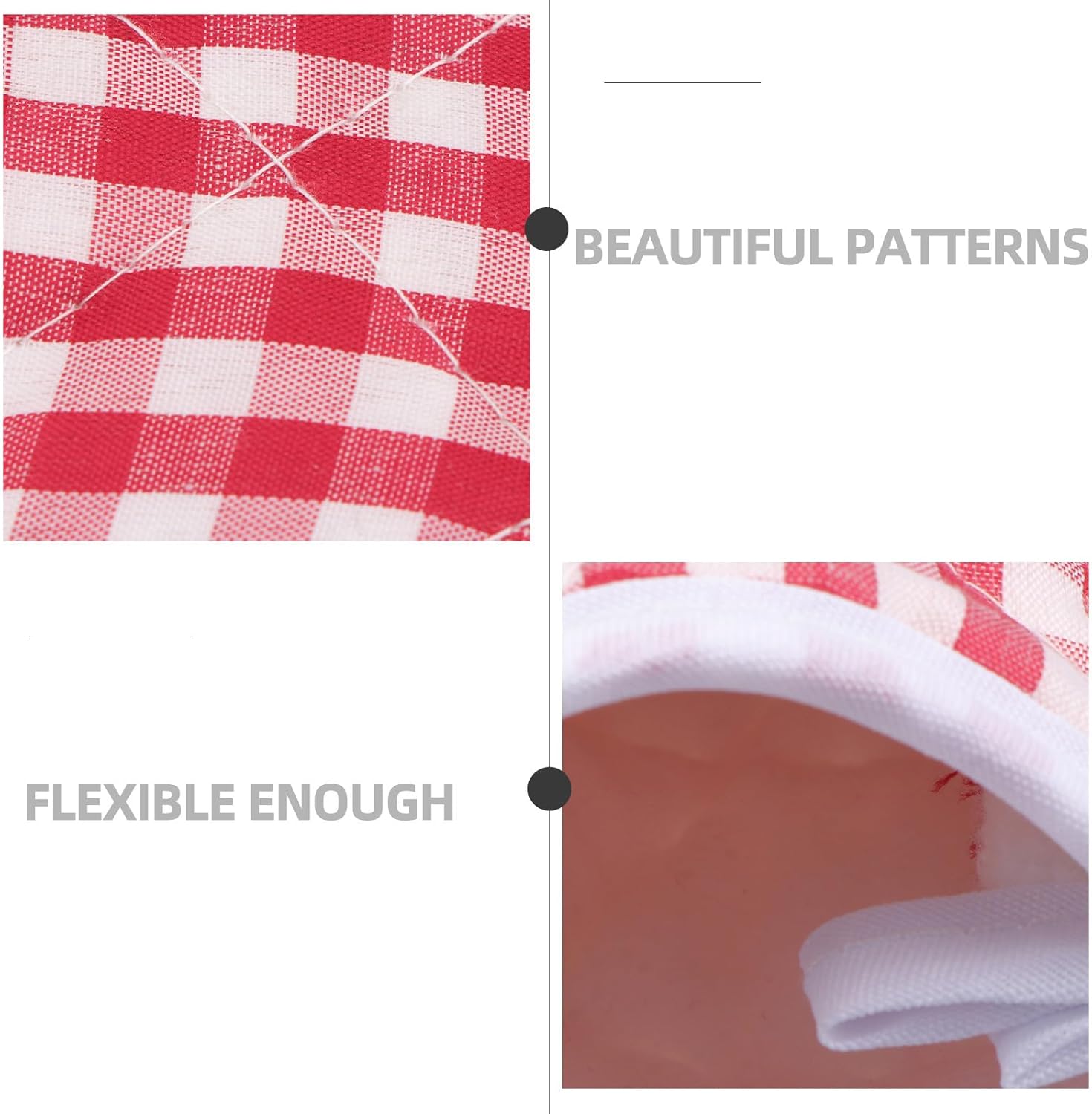 2Pcs Red Checkered Oven Mitts