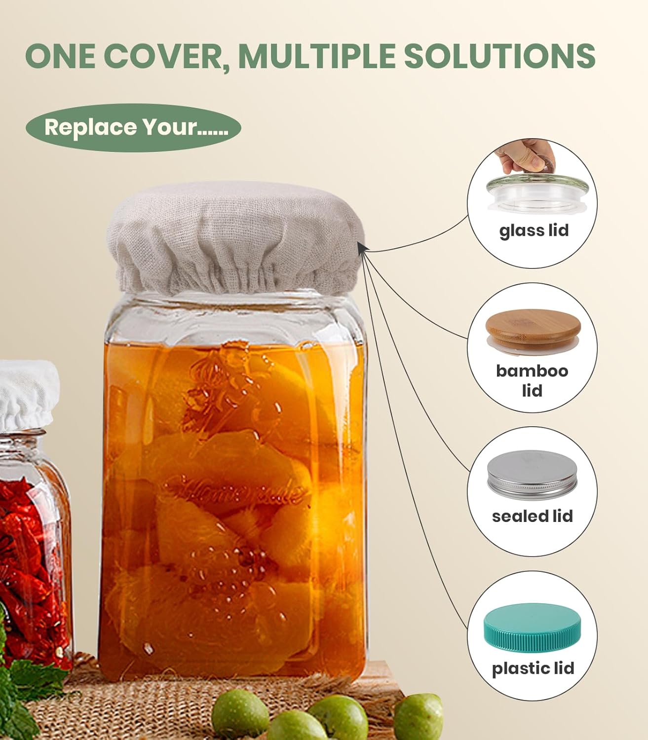 Perenllareta 4-inch Sourdough Jar Covers