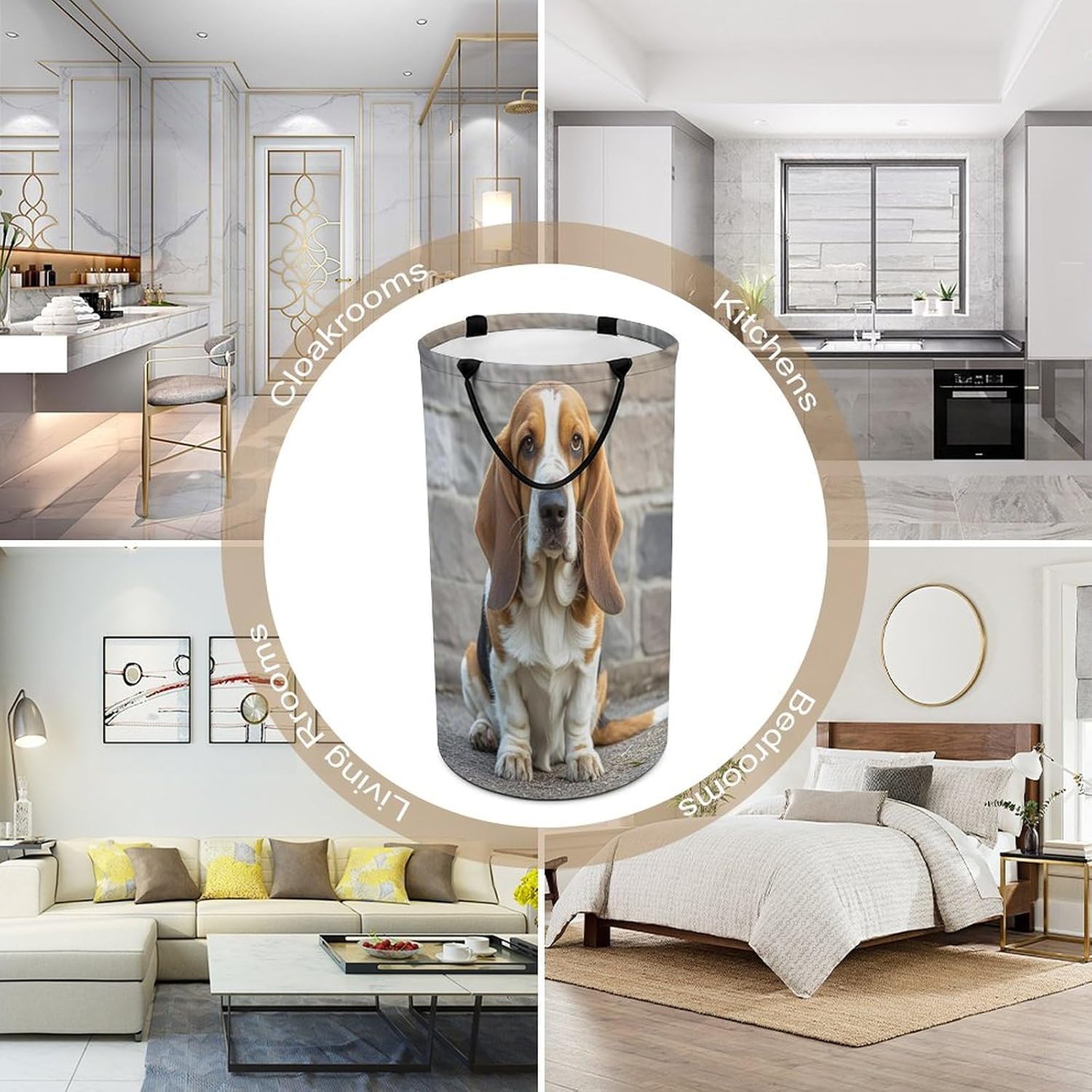 Variuable Waterproof Collapsible Basset Hound Basket for Space-Saving Storage
