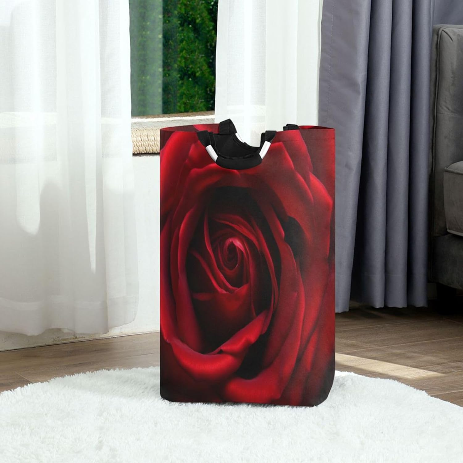 Red Rose Waterproof Folding Laundry Hamper