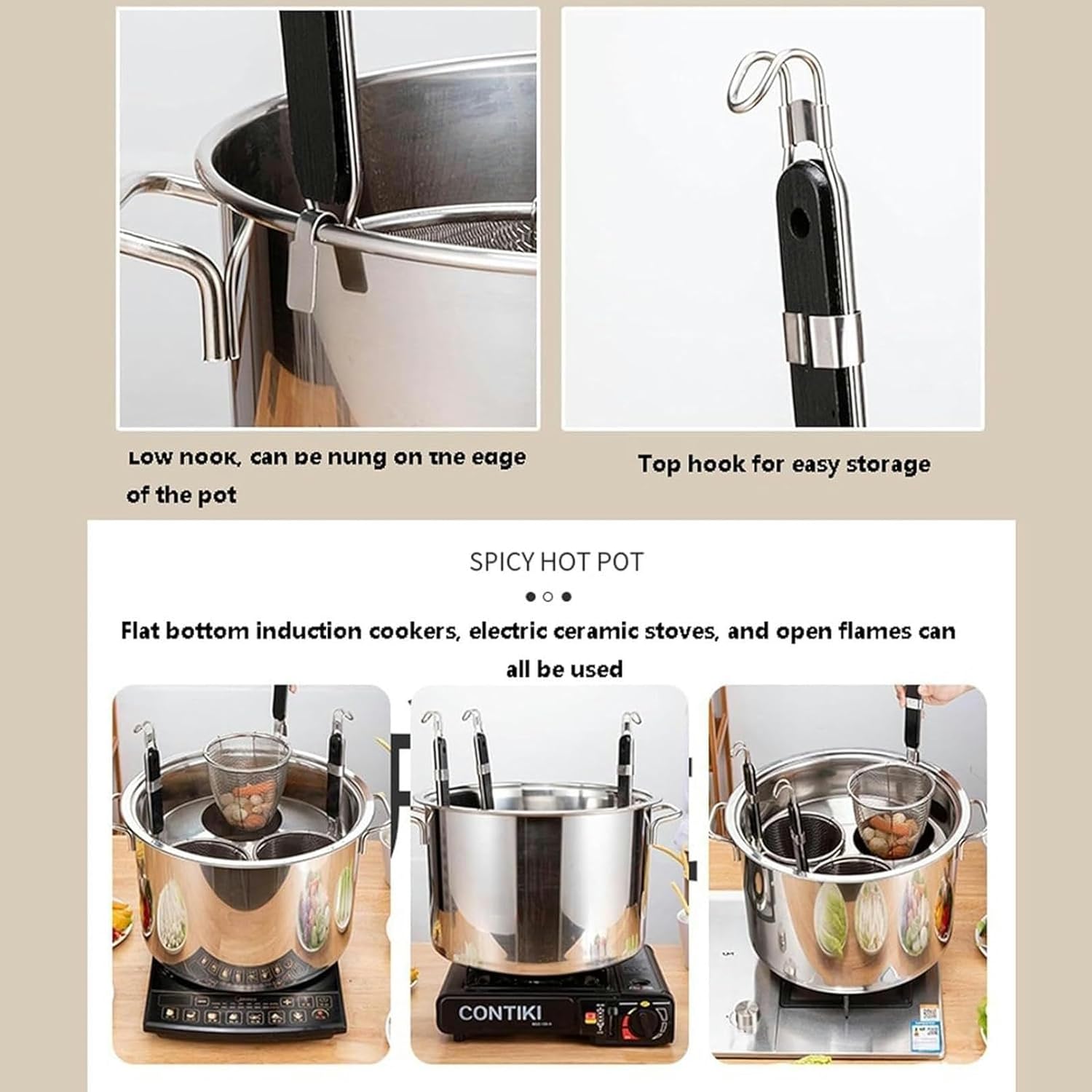 Wzglod Commercial Hot Pot Pasta Cookware 5 Holes