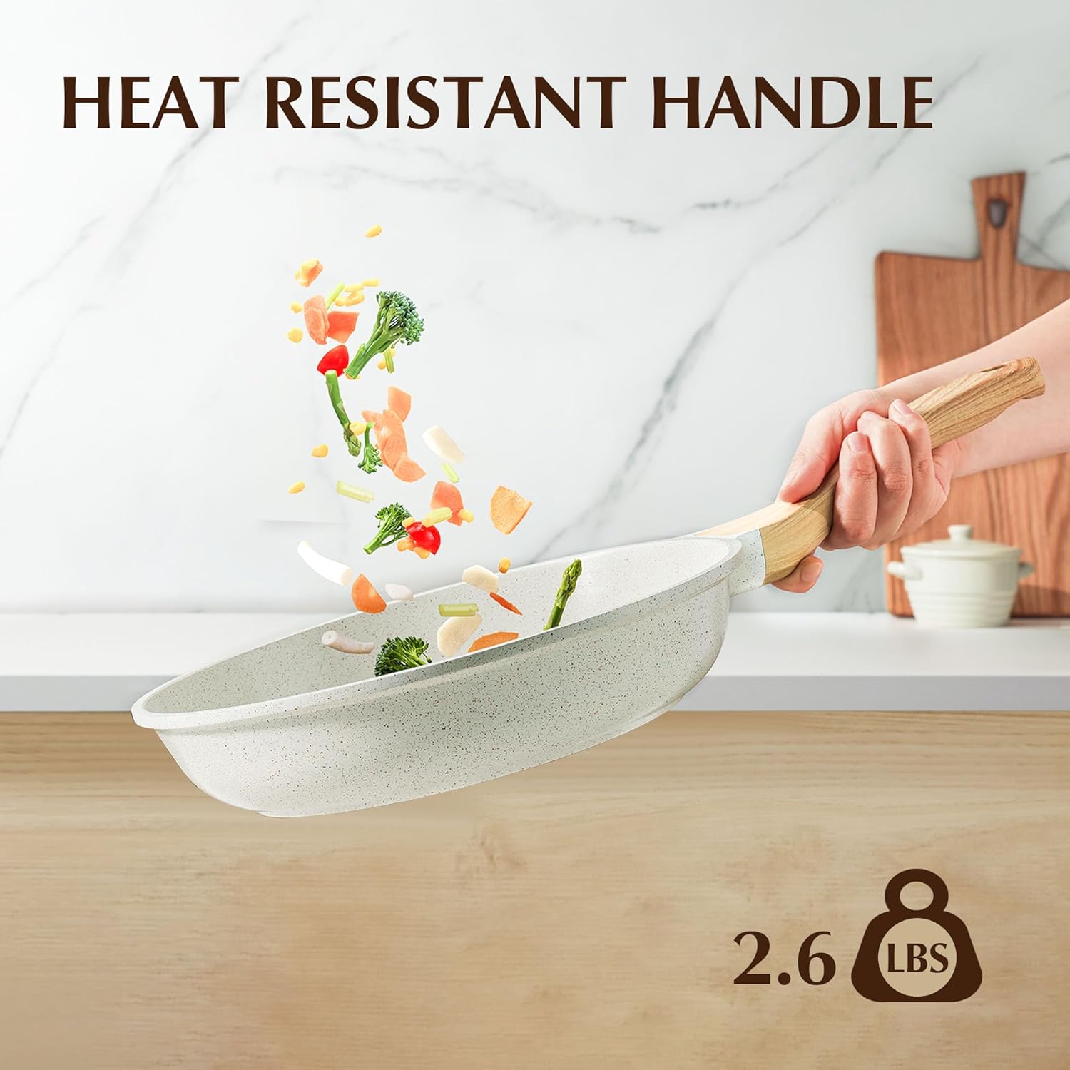 SENSARTE Nonstick Ceramic Frying Pan with Lid Safe Non-toxic and Healthy