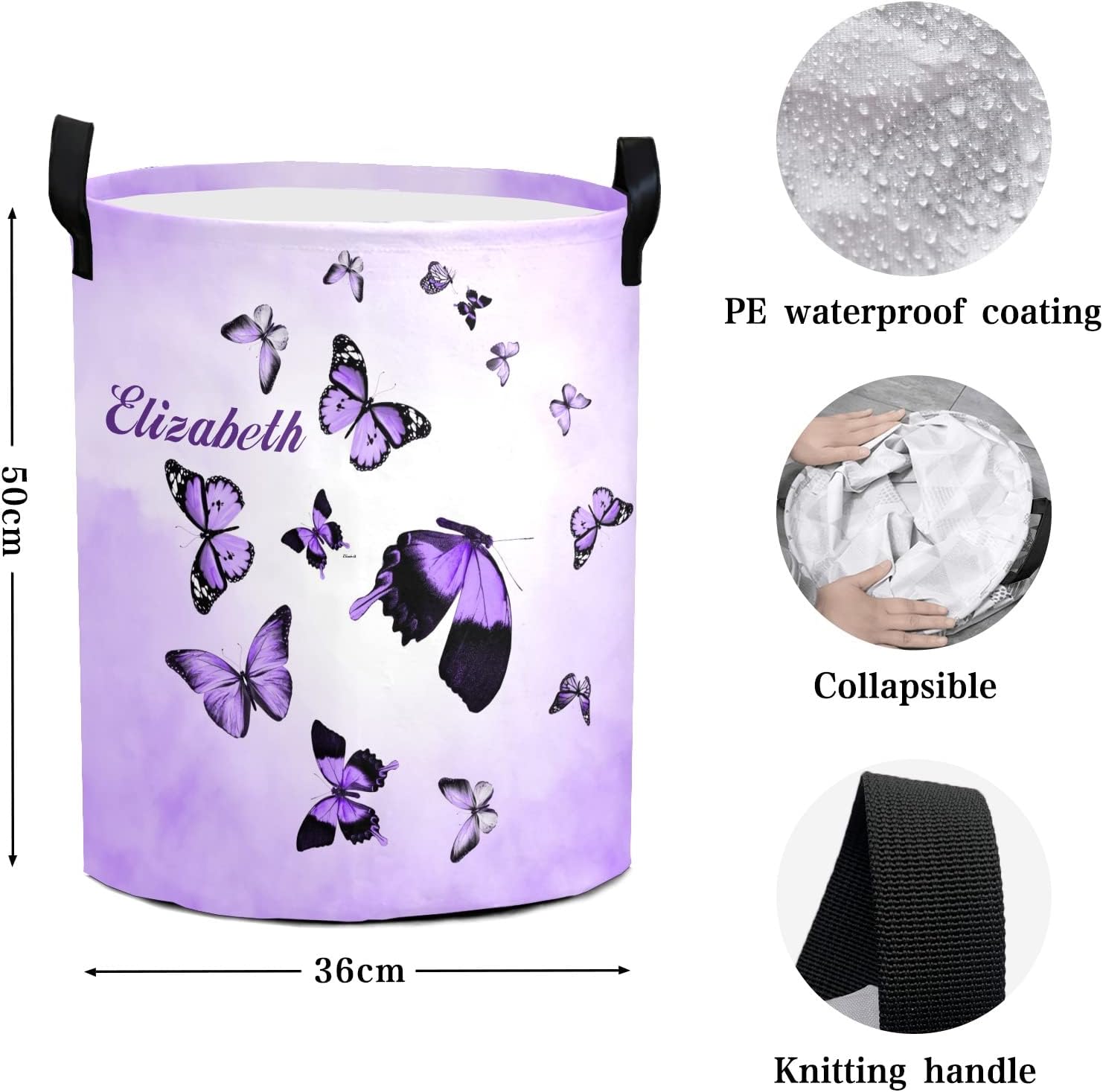 Color Sky Butterflies Personalized Waterproof Folding Laundry Basket