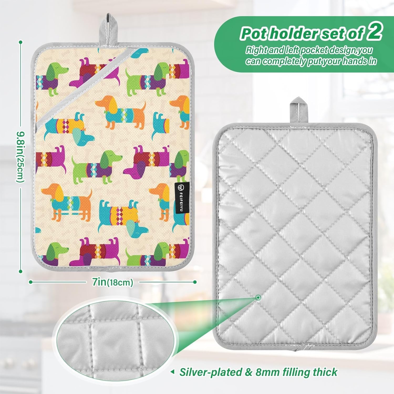 Colorful Dog Potholder Set for Kitchen Safety