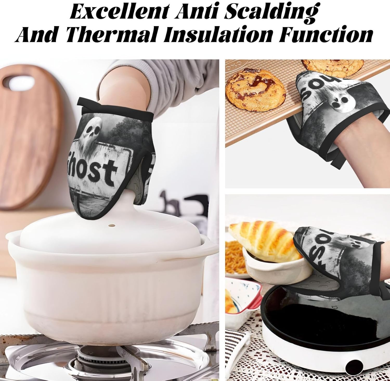 Halloween Mini Silicone Oven Mitts - Heat-Resistant Kitchen Gloves for Safe Cooking
