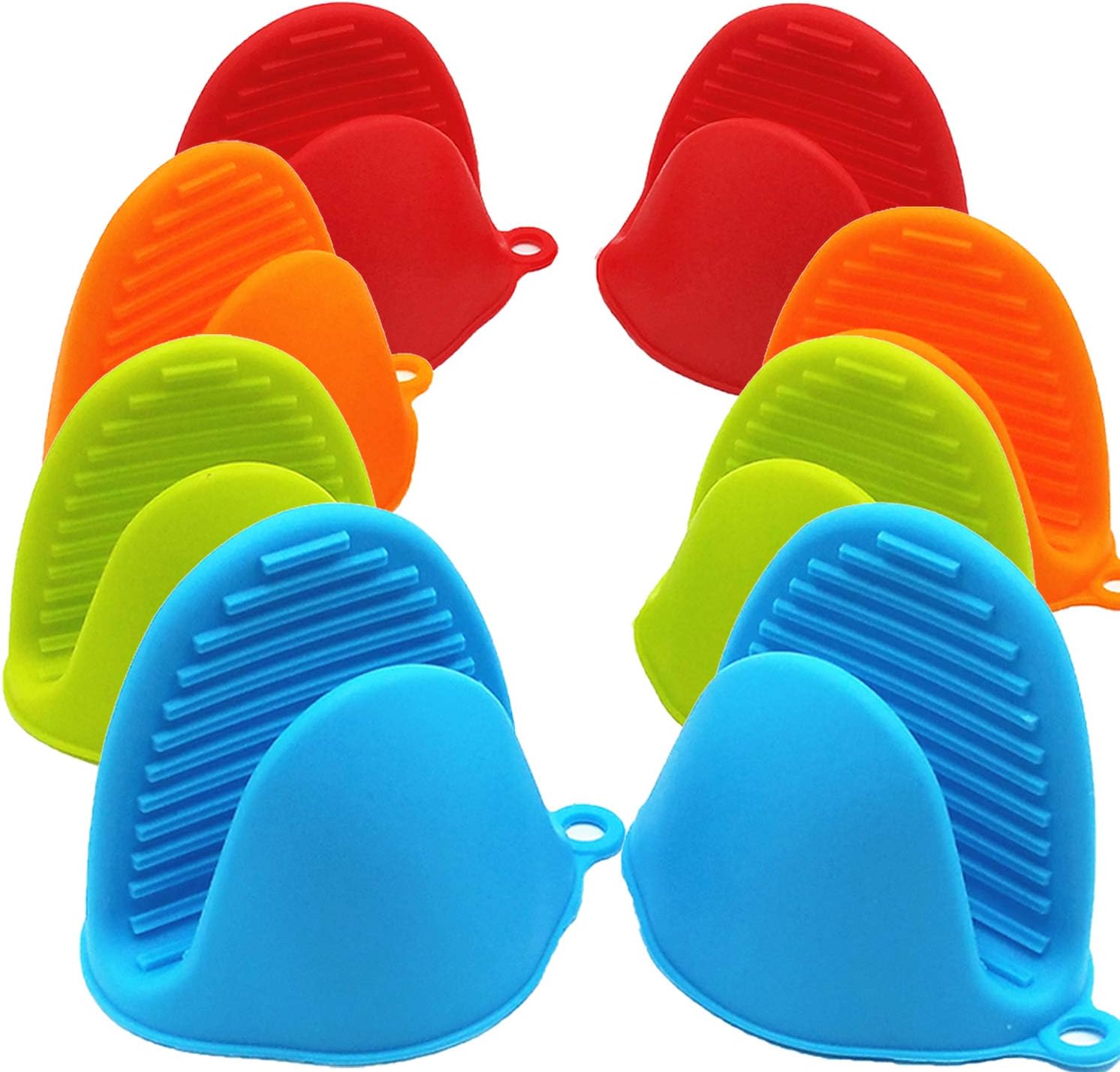 NEPAK 4 Pairs Silicone Oven Mitts - Heat-Resistant Potholders for Kitchen Use