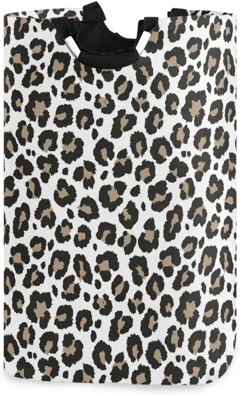ALAZA Style Gray Leopard Collapsible Laundry Hamper Basket