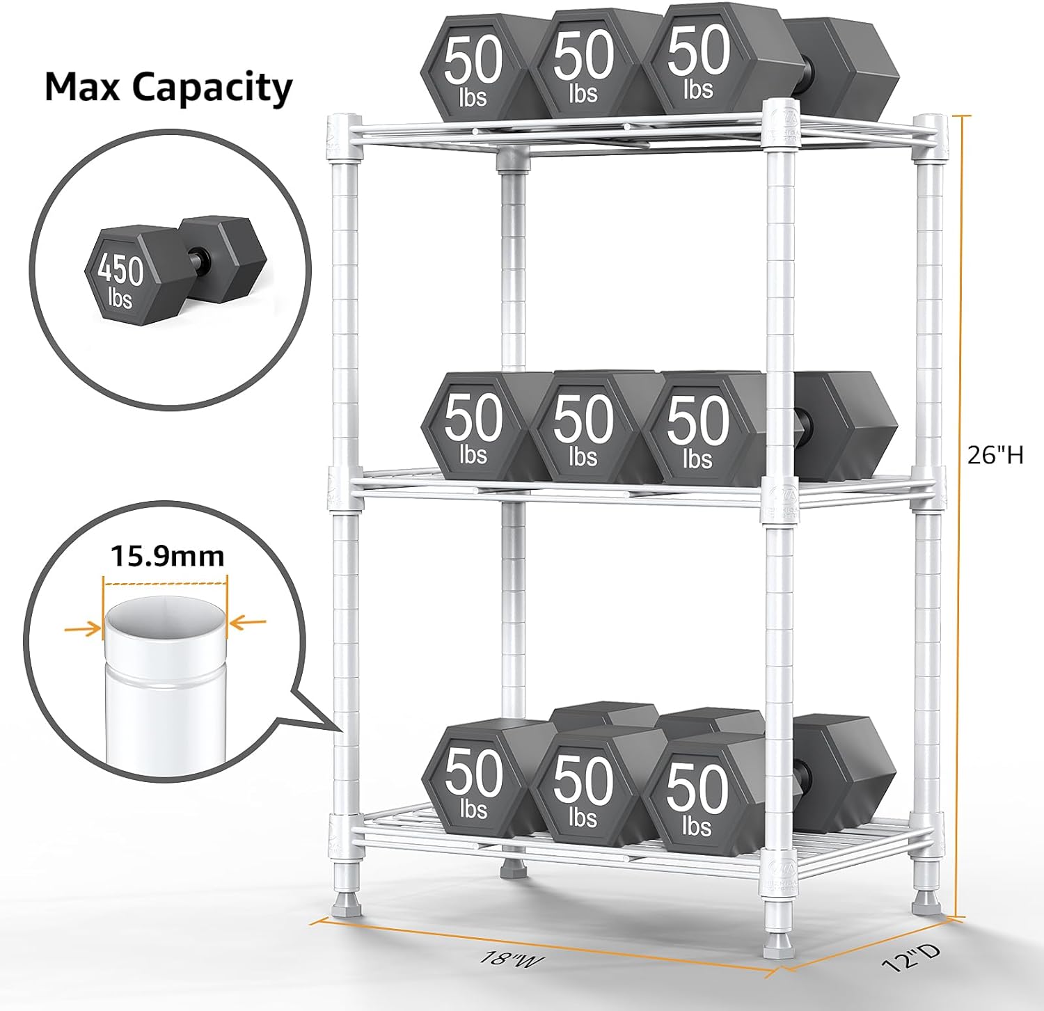 Versatile 450 lbs Steel Wire Storage for Home Kitchen