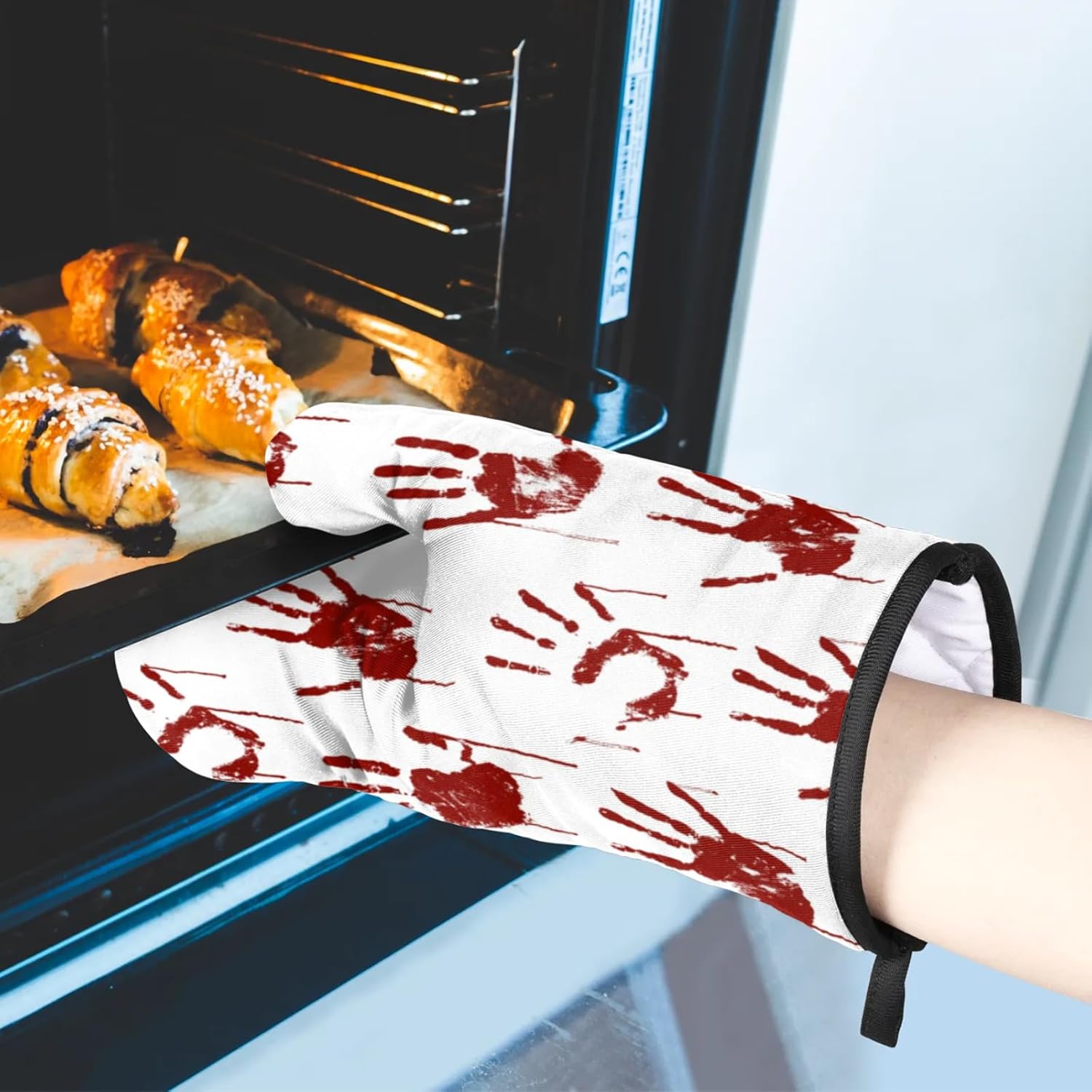 Halloween Red Handprints Oven Mitts Set of 2