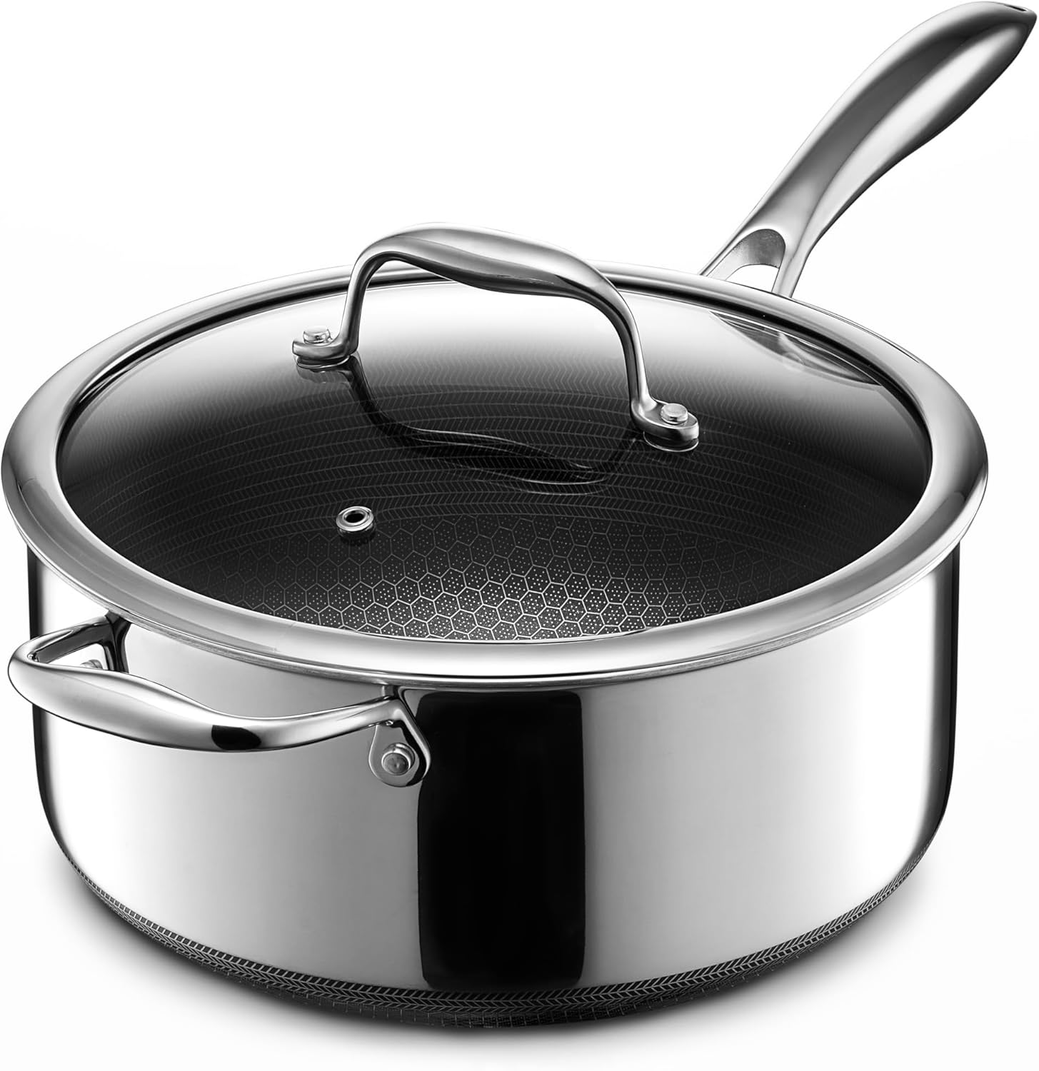 HexClad 5-Quart Hybrid with Tempered Glass Lid