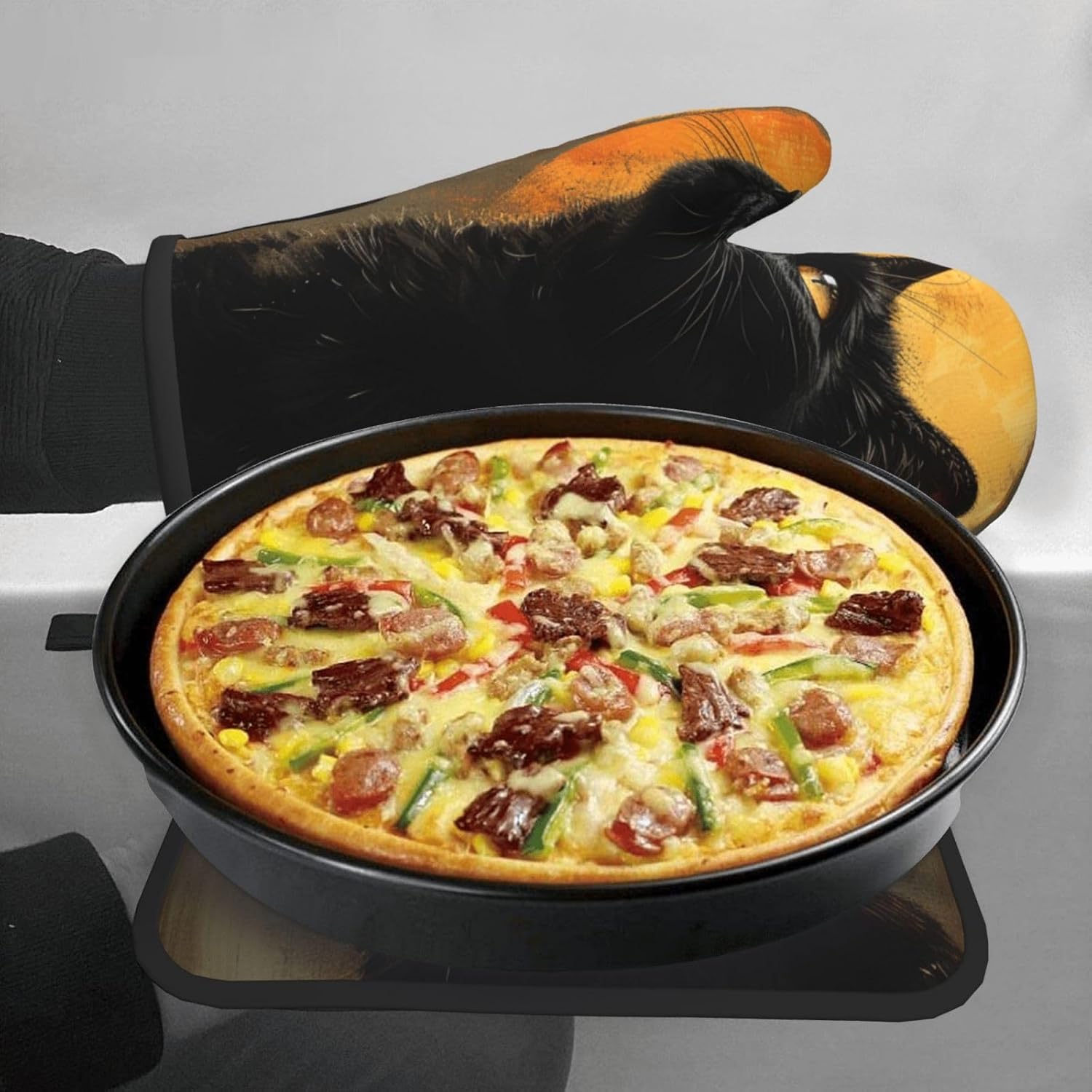 Haute Halloween Cat Oven Mitts Best Party Accessories
