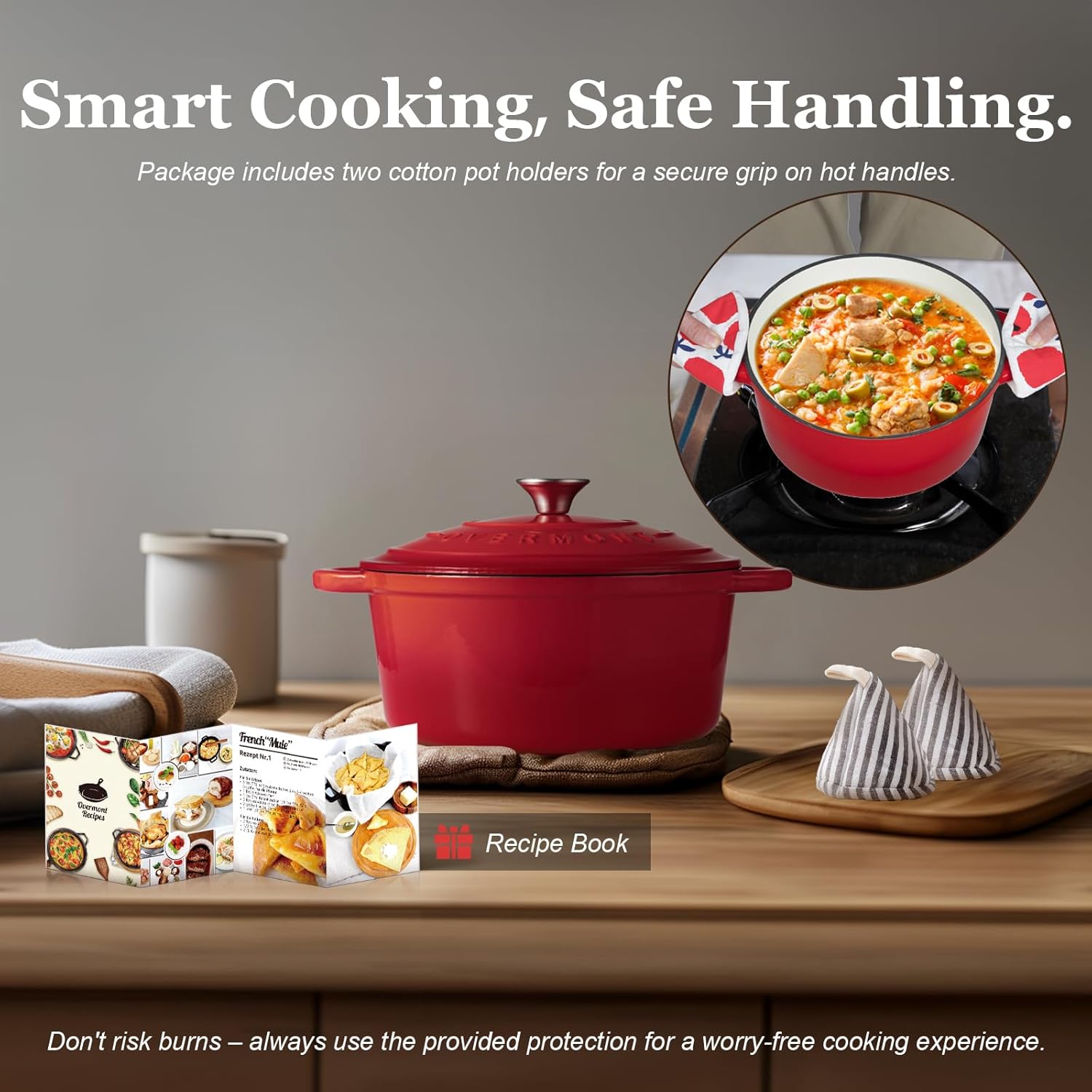 Overmont Enameled Cast Iron Dutch Oven - Perfect for Flavor