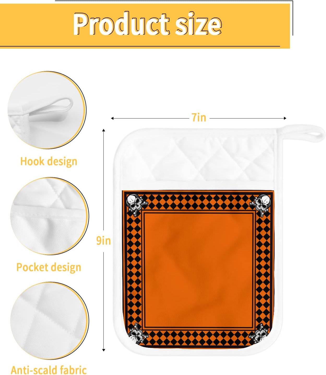 Trick or Treat Halloween Buffalo Plaid Potholders Set