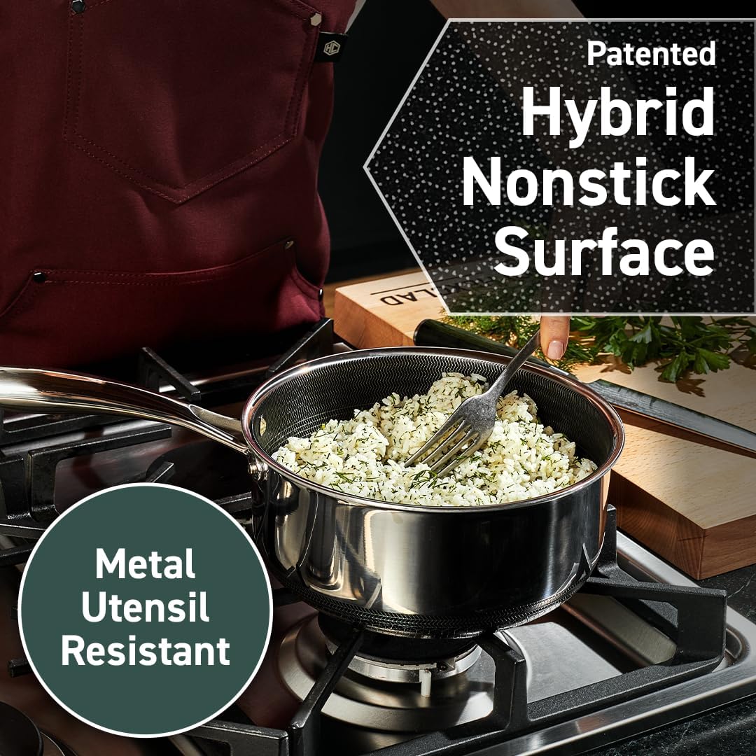 HexClad 5-Quart Hybrid with Tempered Glass Lid