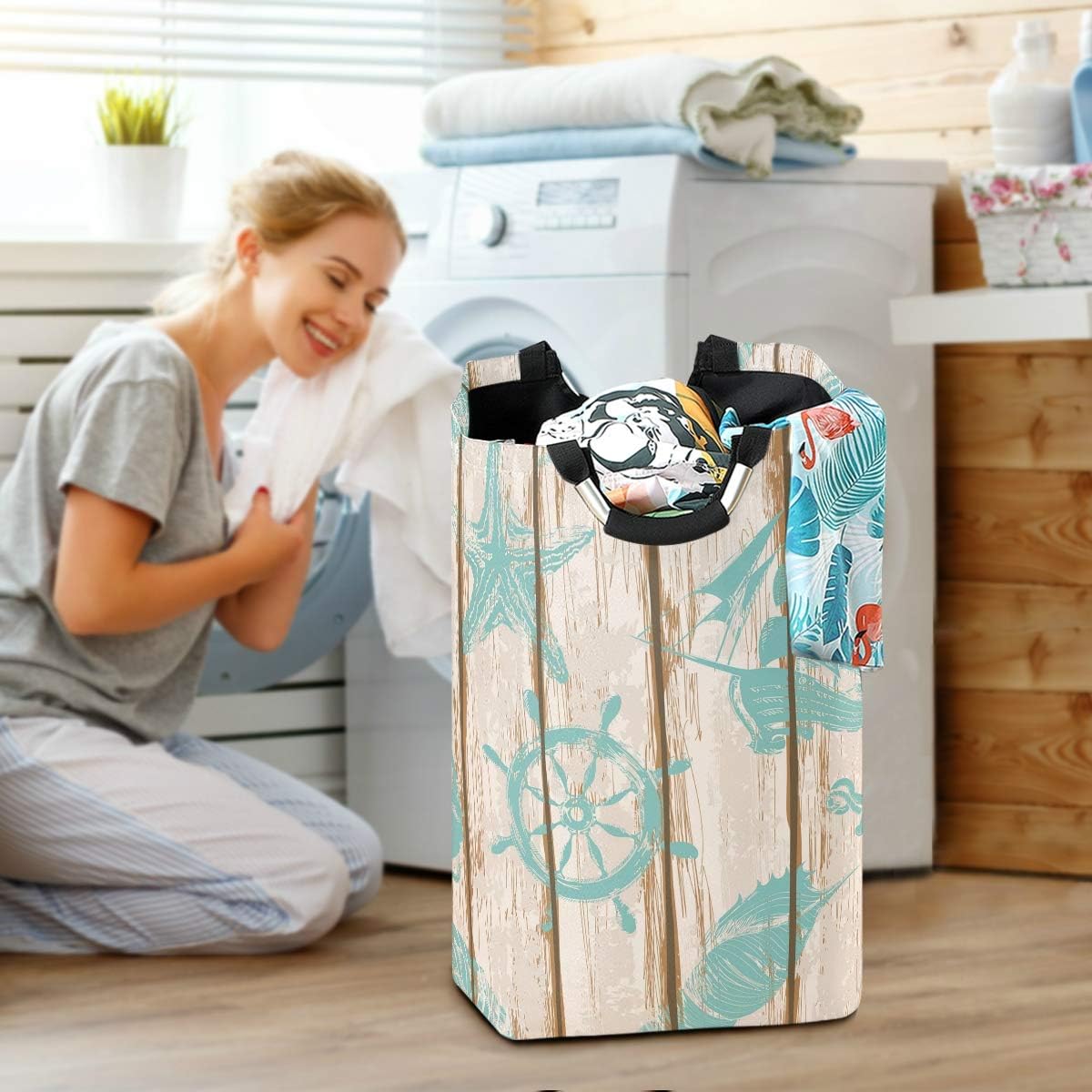 Collapsible Laundry Hamper with Durable Handles