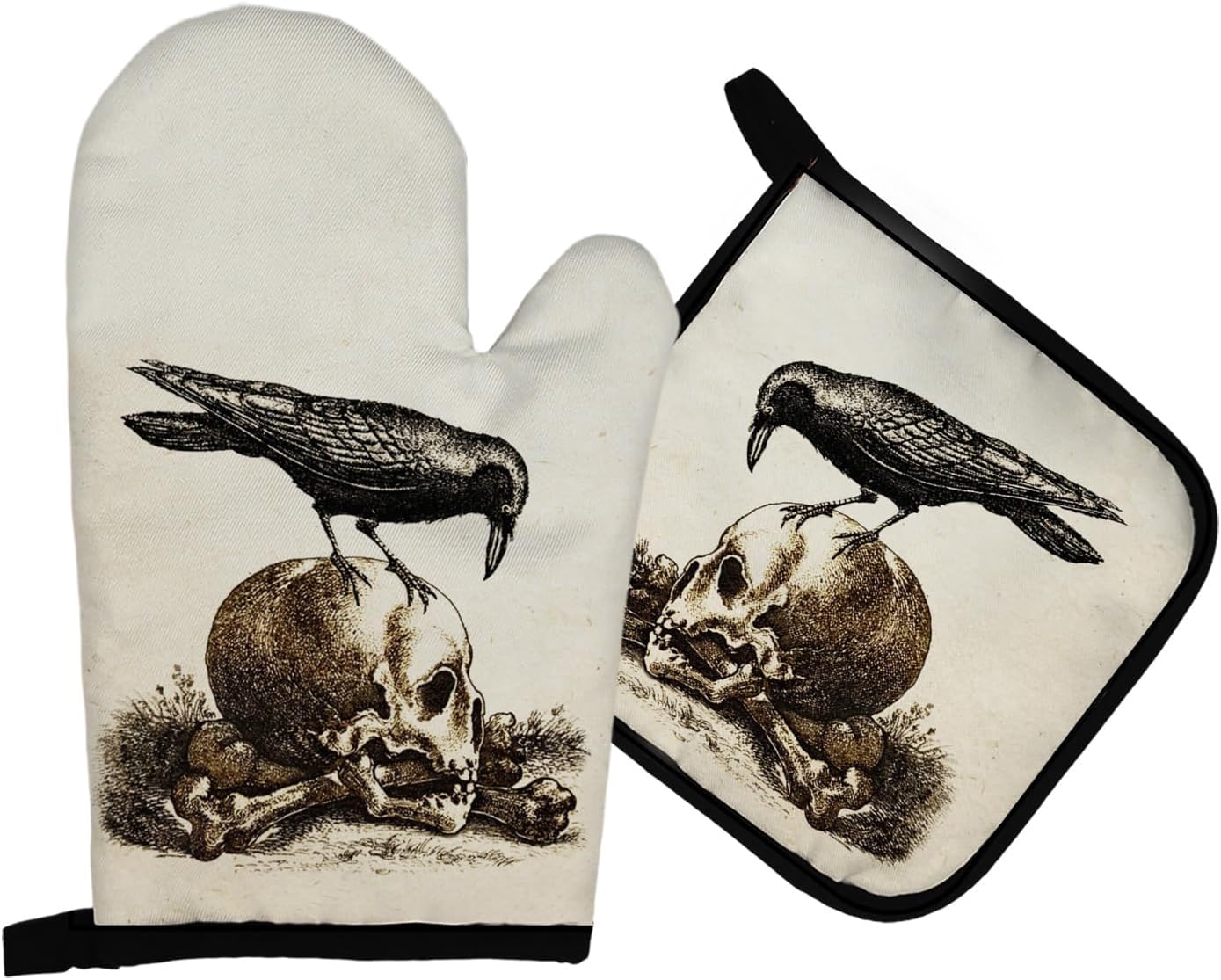 Gothic Halloween Oven Mitts and Potholders Set