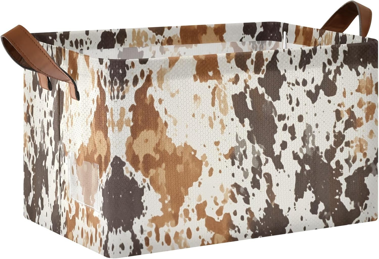 Collapsible Cow Print Storage Basket Durable Waterproof for Home Office