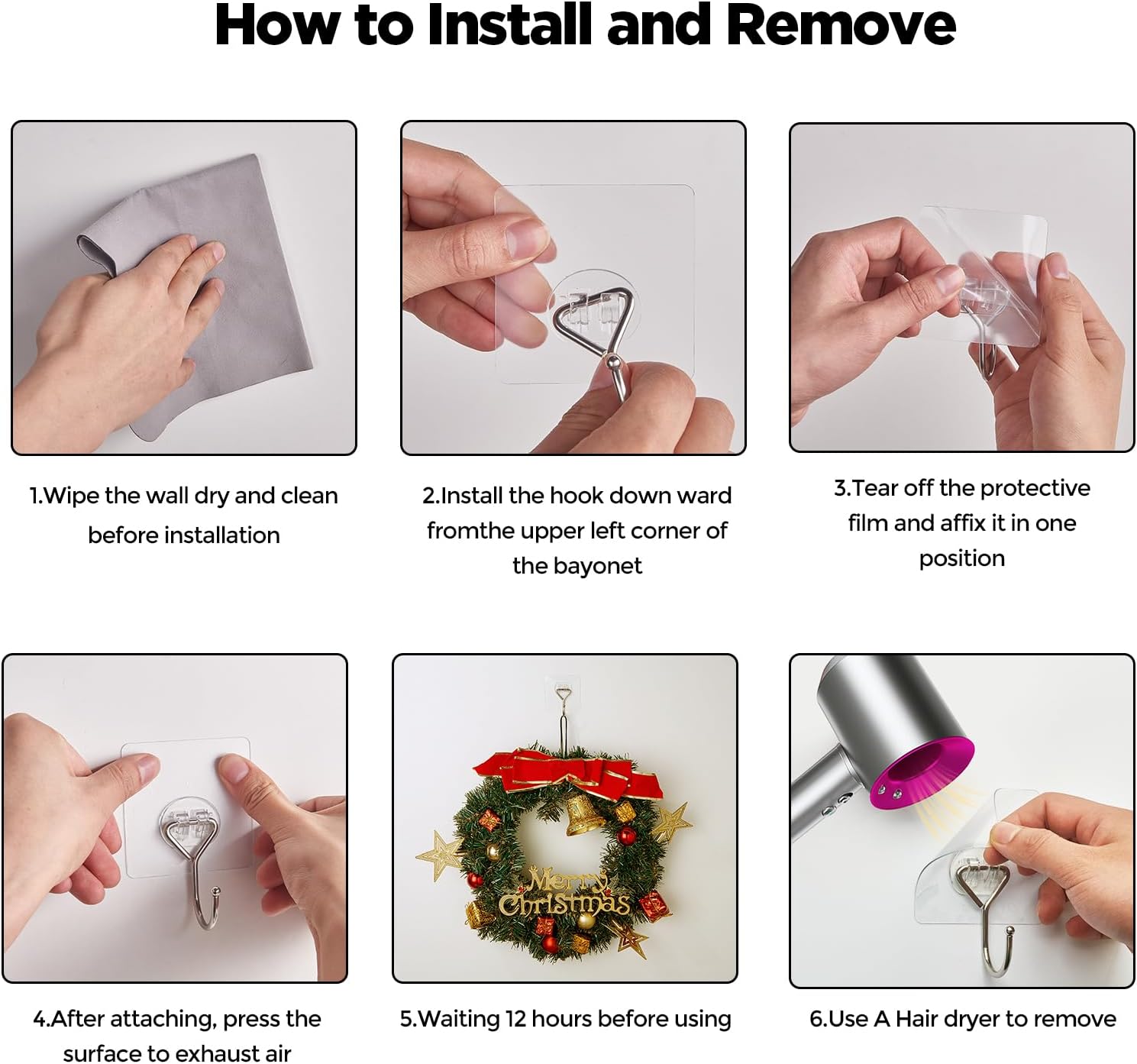 Heavy Duty Adhesive Hooks for Kitchen Bathroom Home