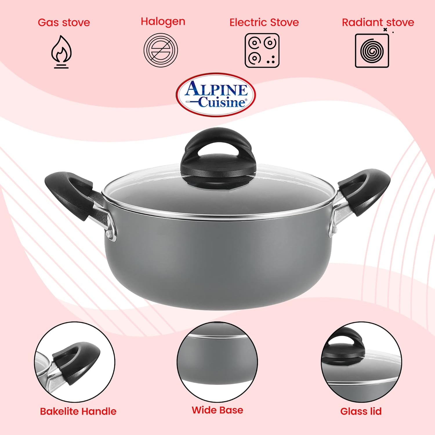 Sturdy 6QT Dutch Oven pot with Lid for Cooking