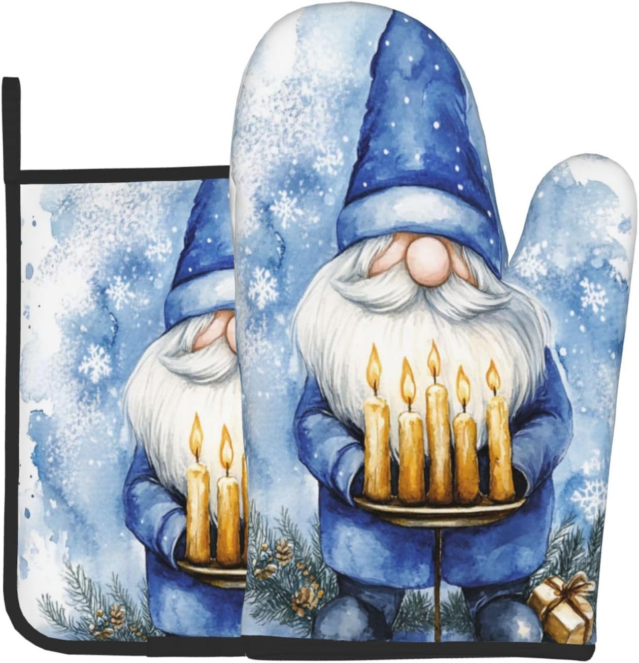 Hanukkah Gnome Oven Mitts Pot Holders