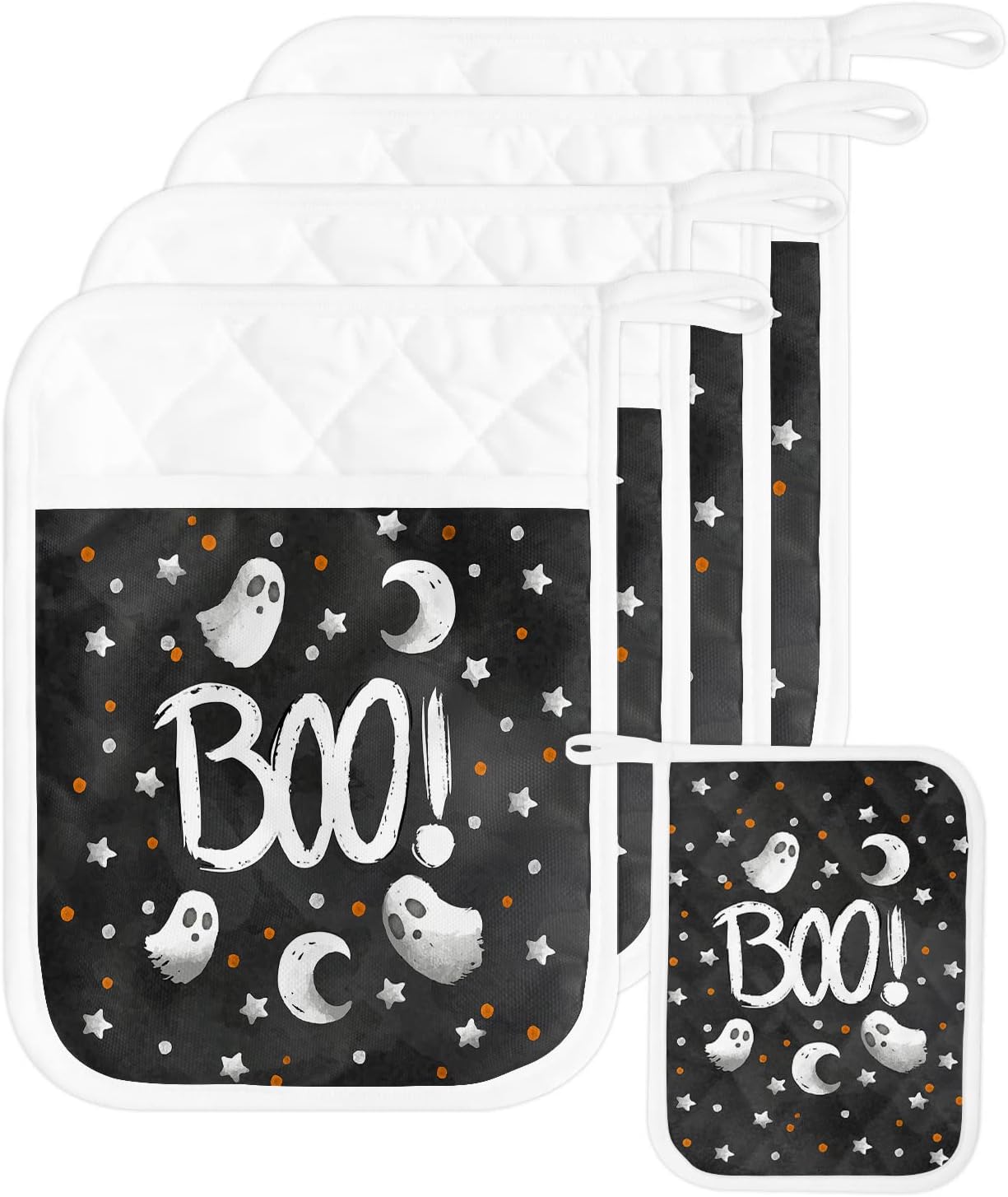 Scarecrows Spooky Halloween 5-Piece Pot Holder Set with Loops